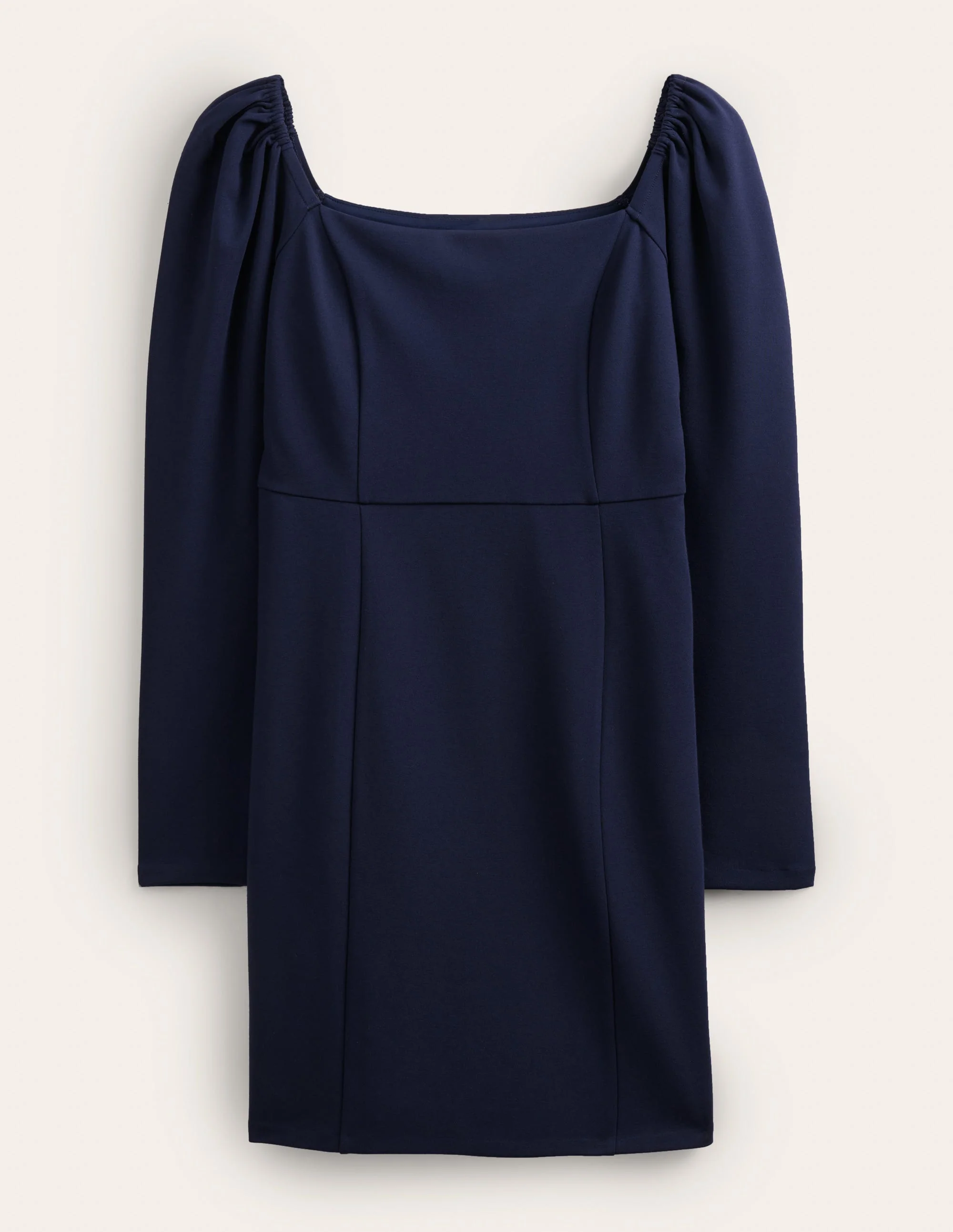 Square Neck Mini Jersey Dress-Navy - Image 5