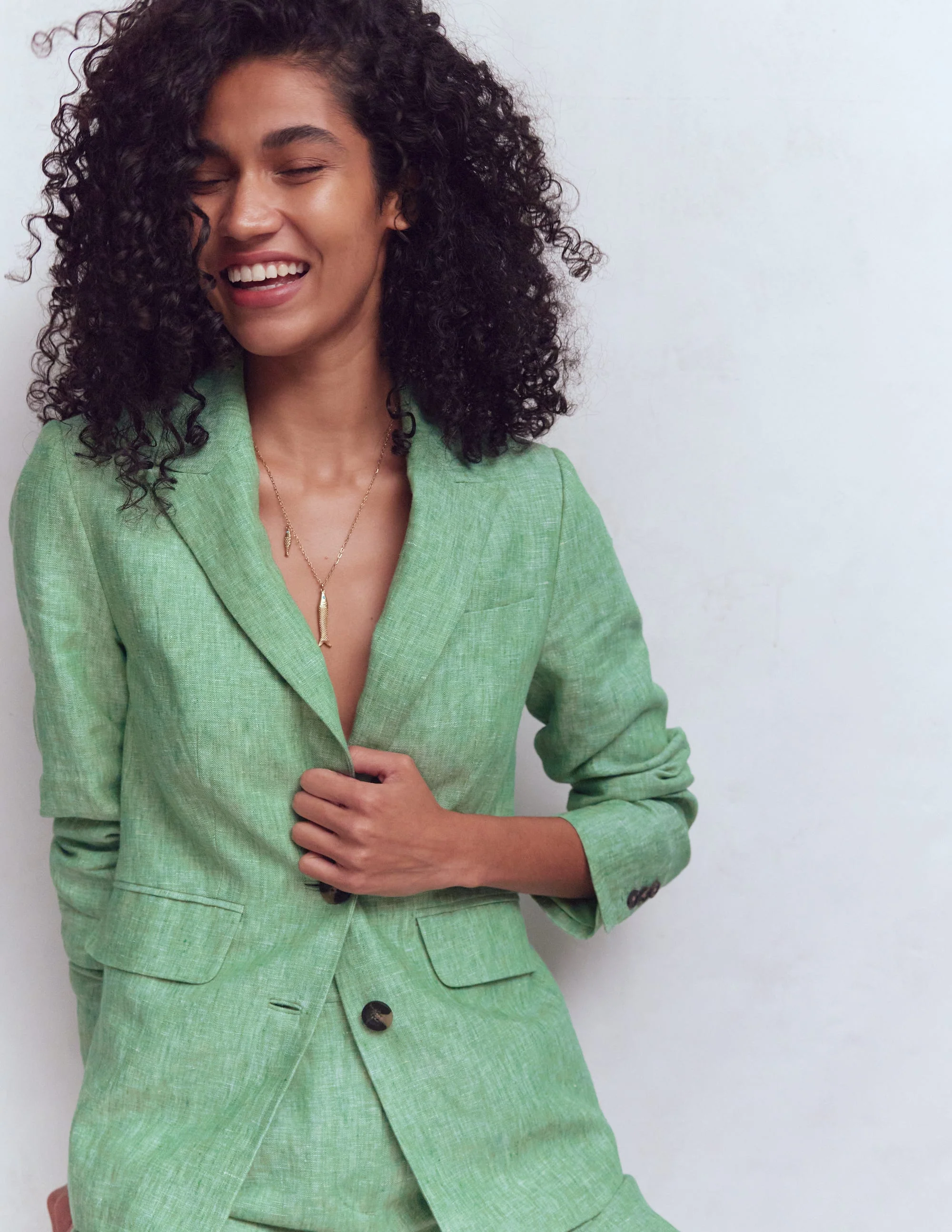 Stamford Linen Blazer-Aloe Green Chambray - Image 2