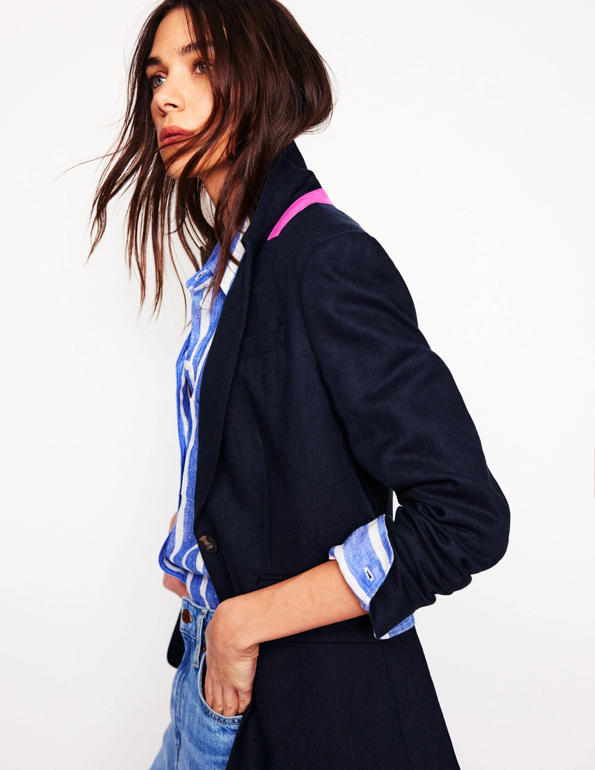 Stamford Linen Blazer-Navy - Image 5