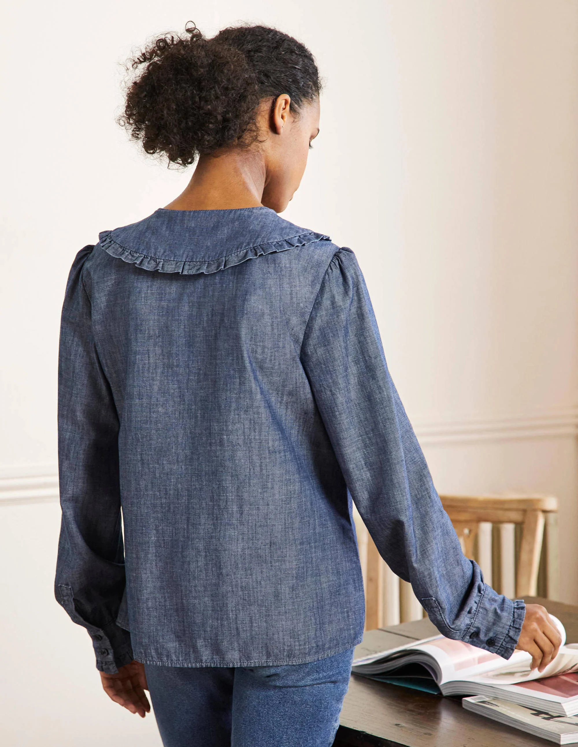 Statement Collar Shirt-Denim - Image 3