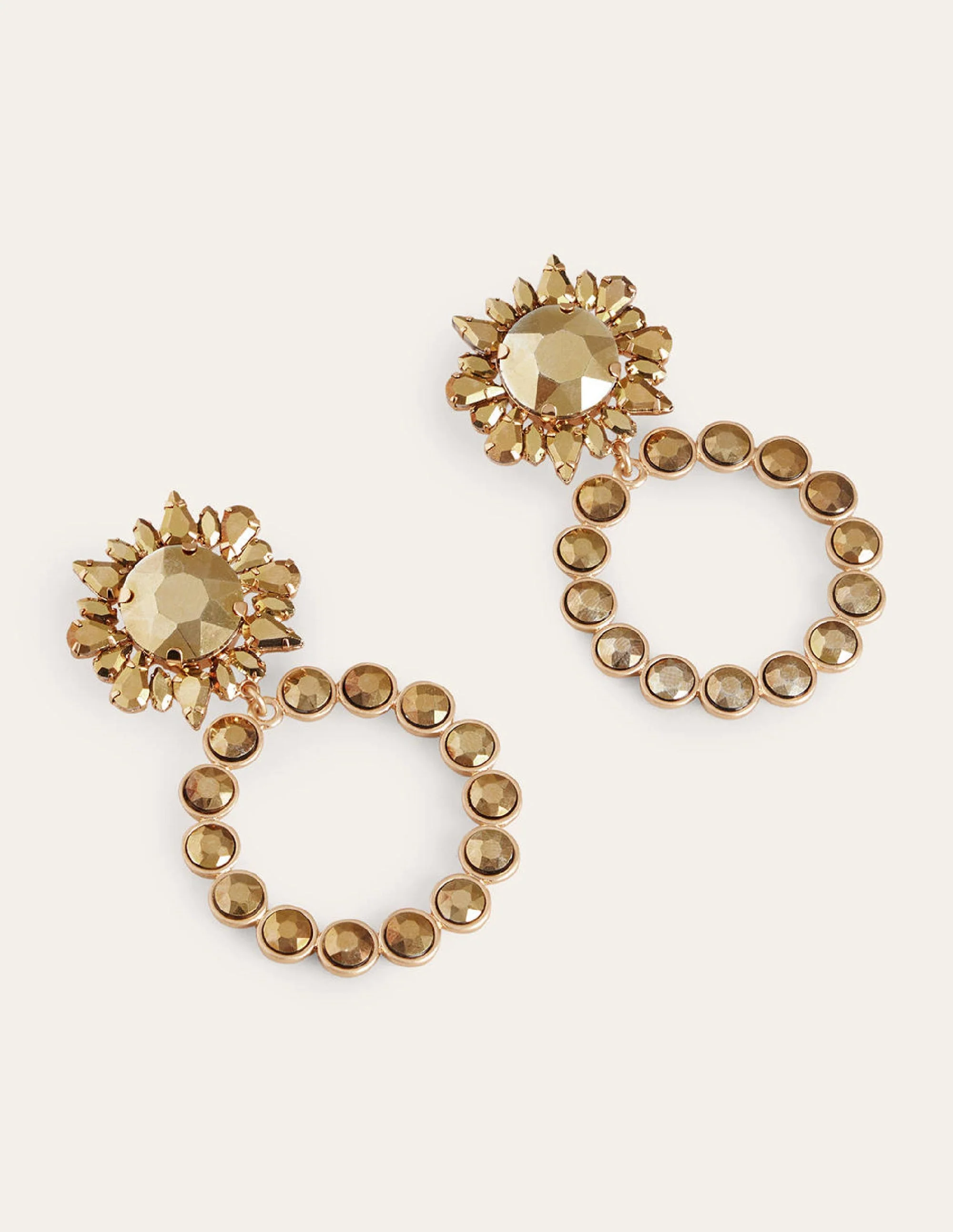 Statement Jewelled Earrings-Gold