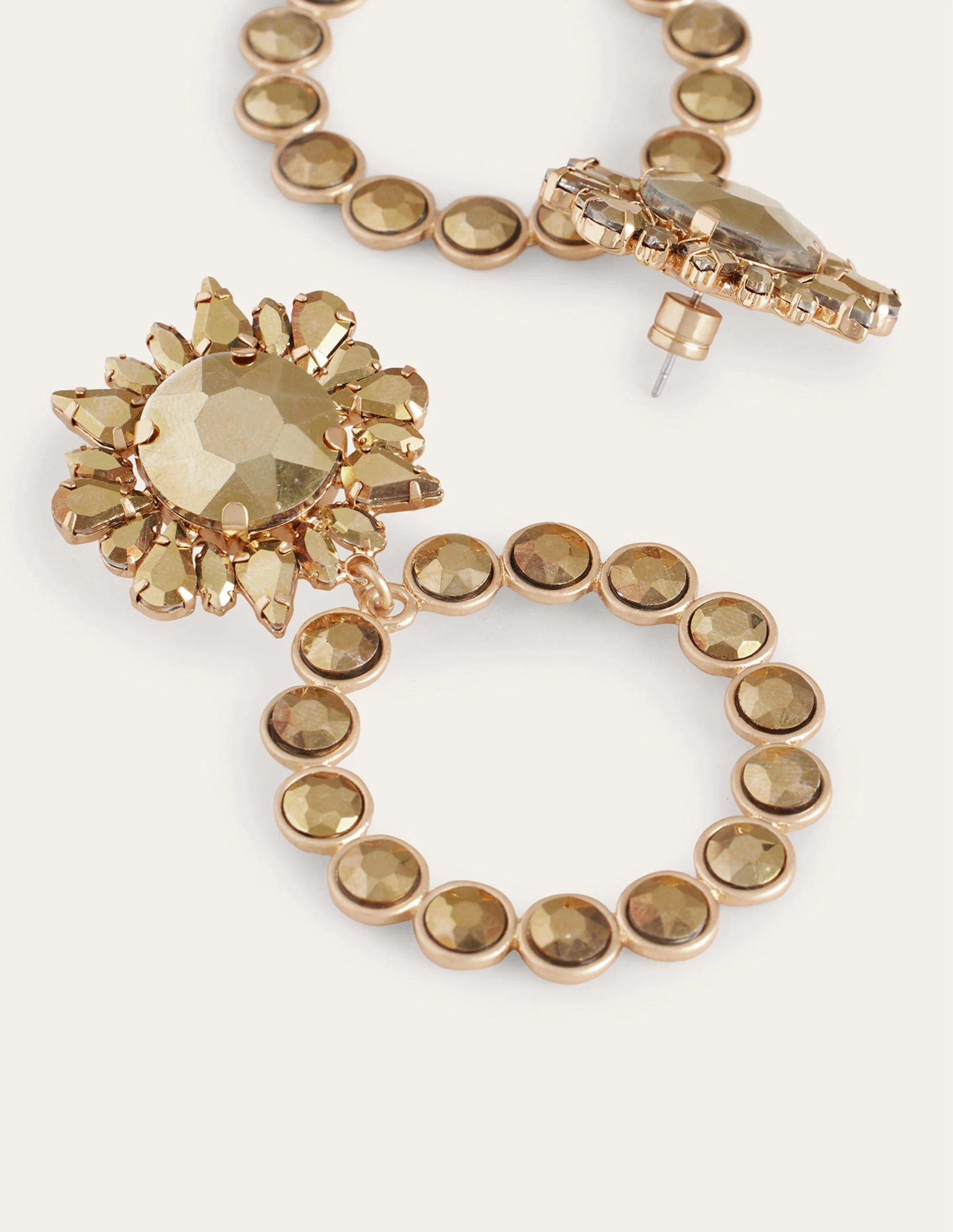 Statement Jewelled Earrings-Gold - Image 2