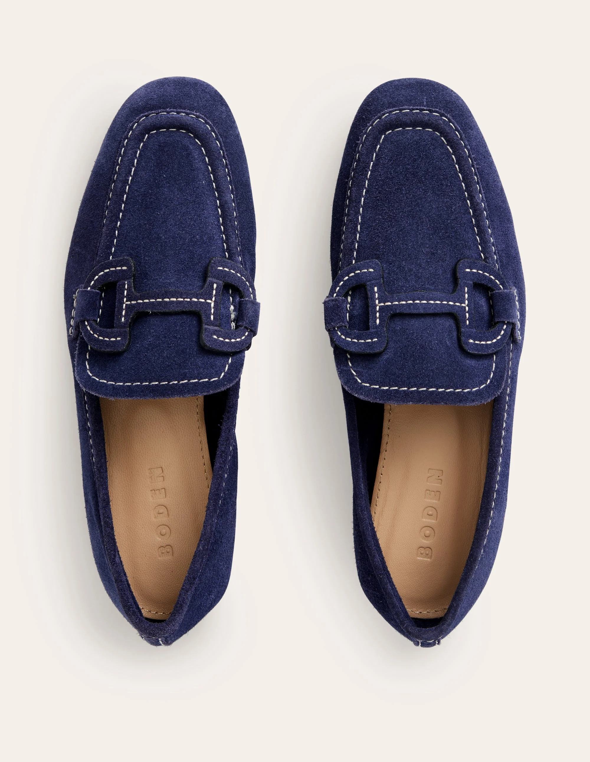 Stitched Snaffle Loafers-Navy Suede - Image 5