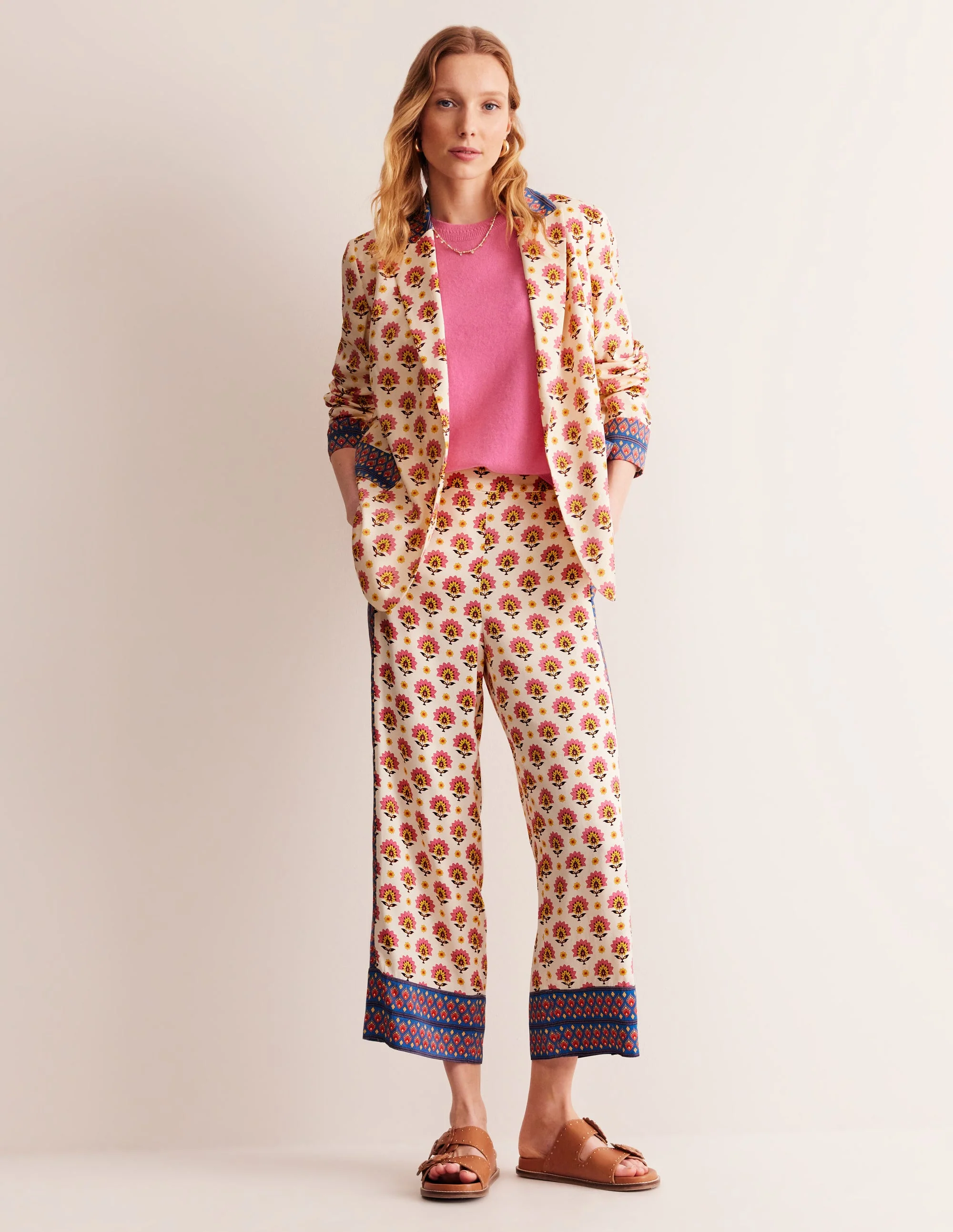 Straight Cropped Satin Pants-Passion Geo - Image 6