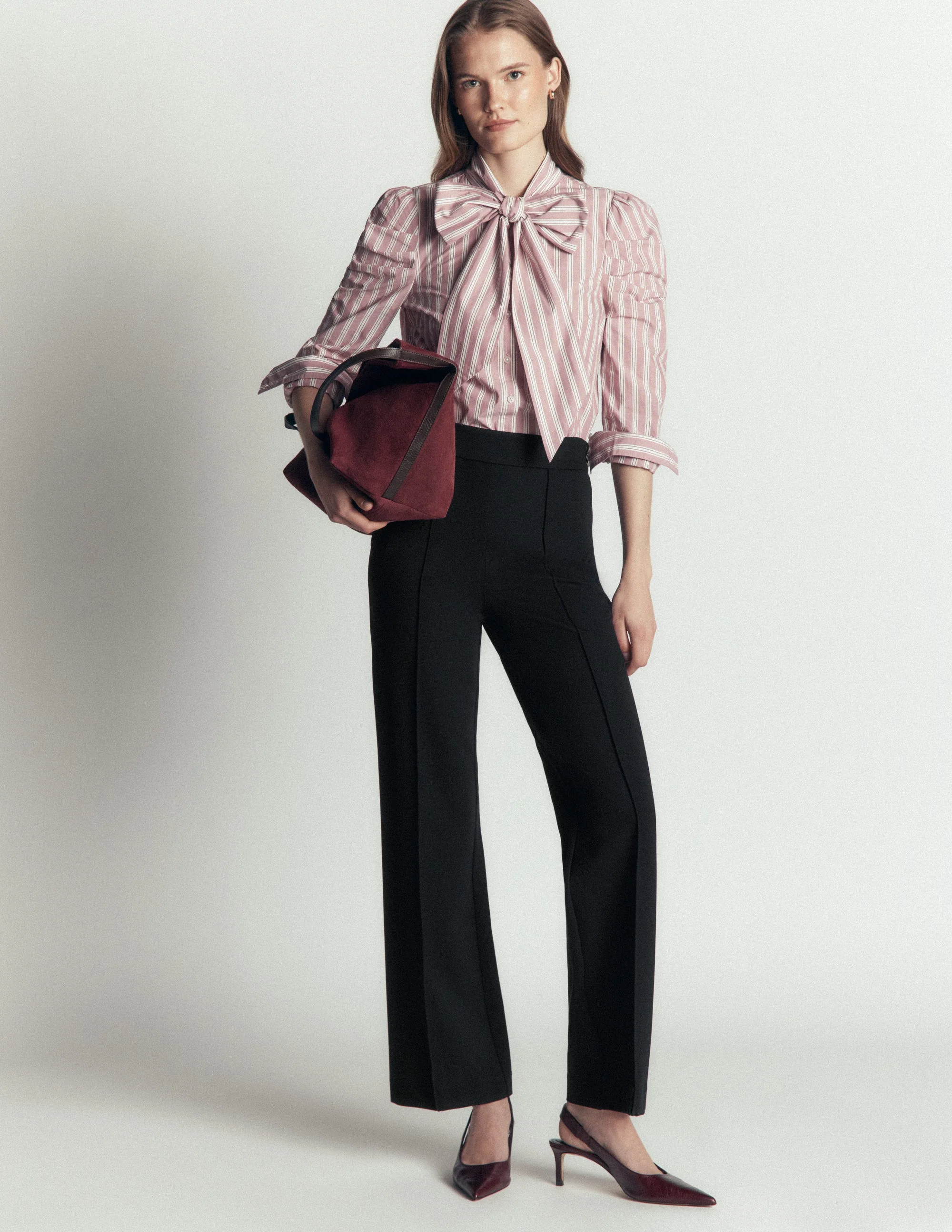 Straight Leg Ponte Pants-Black