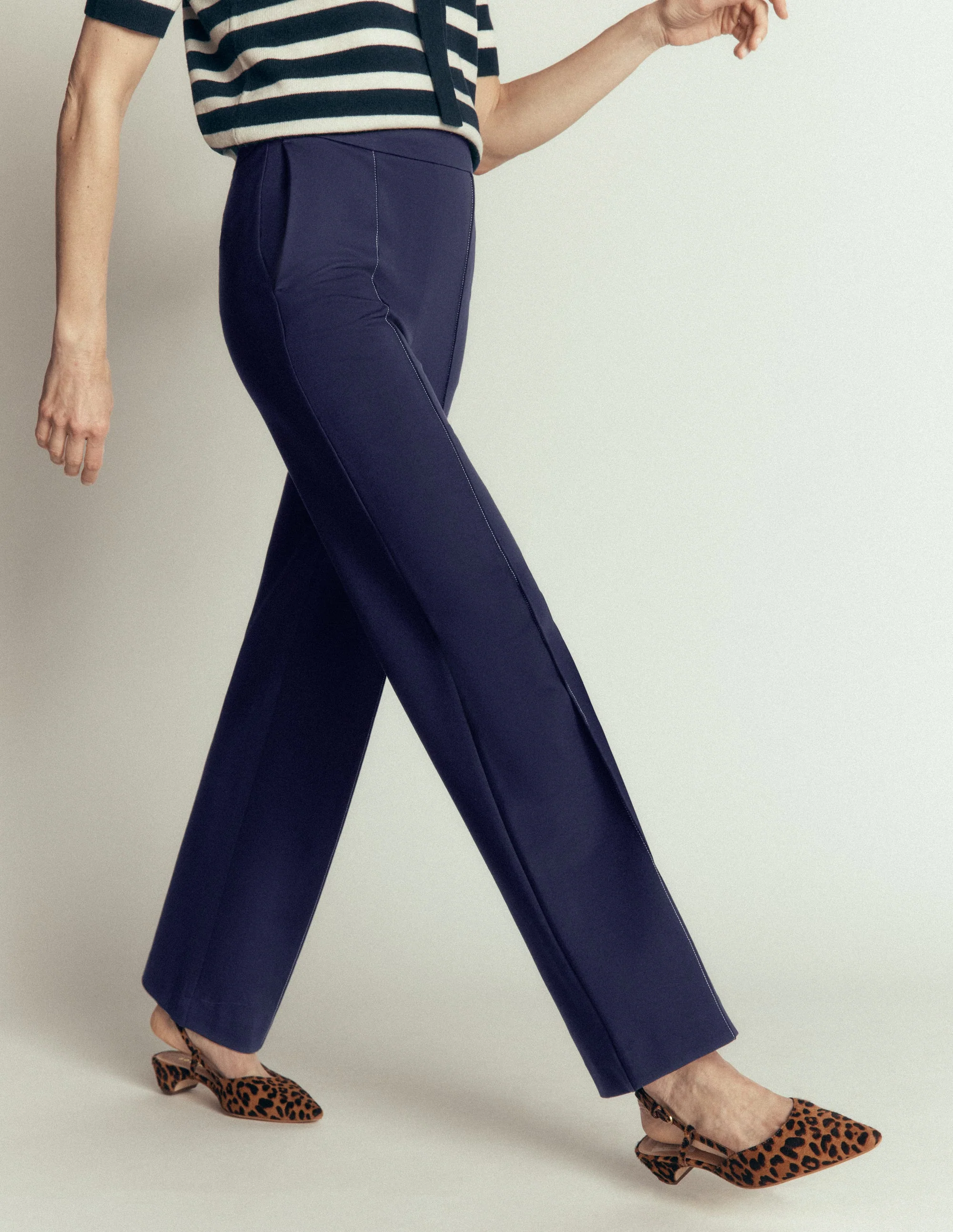 Straight Leg Ponte Pants-Navy - Image 5