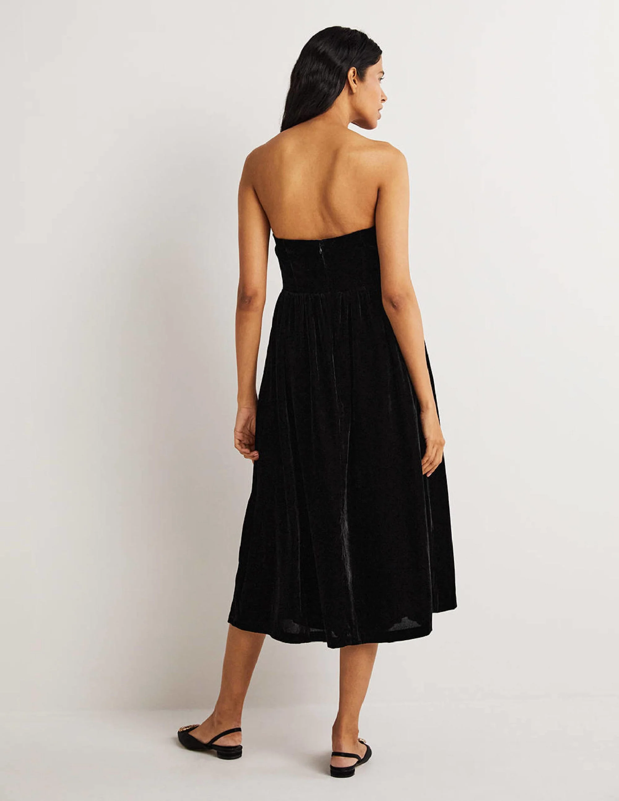 Strapless Velvet Dress-Black - Image 3
