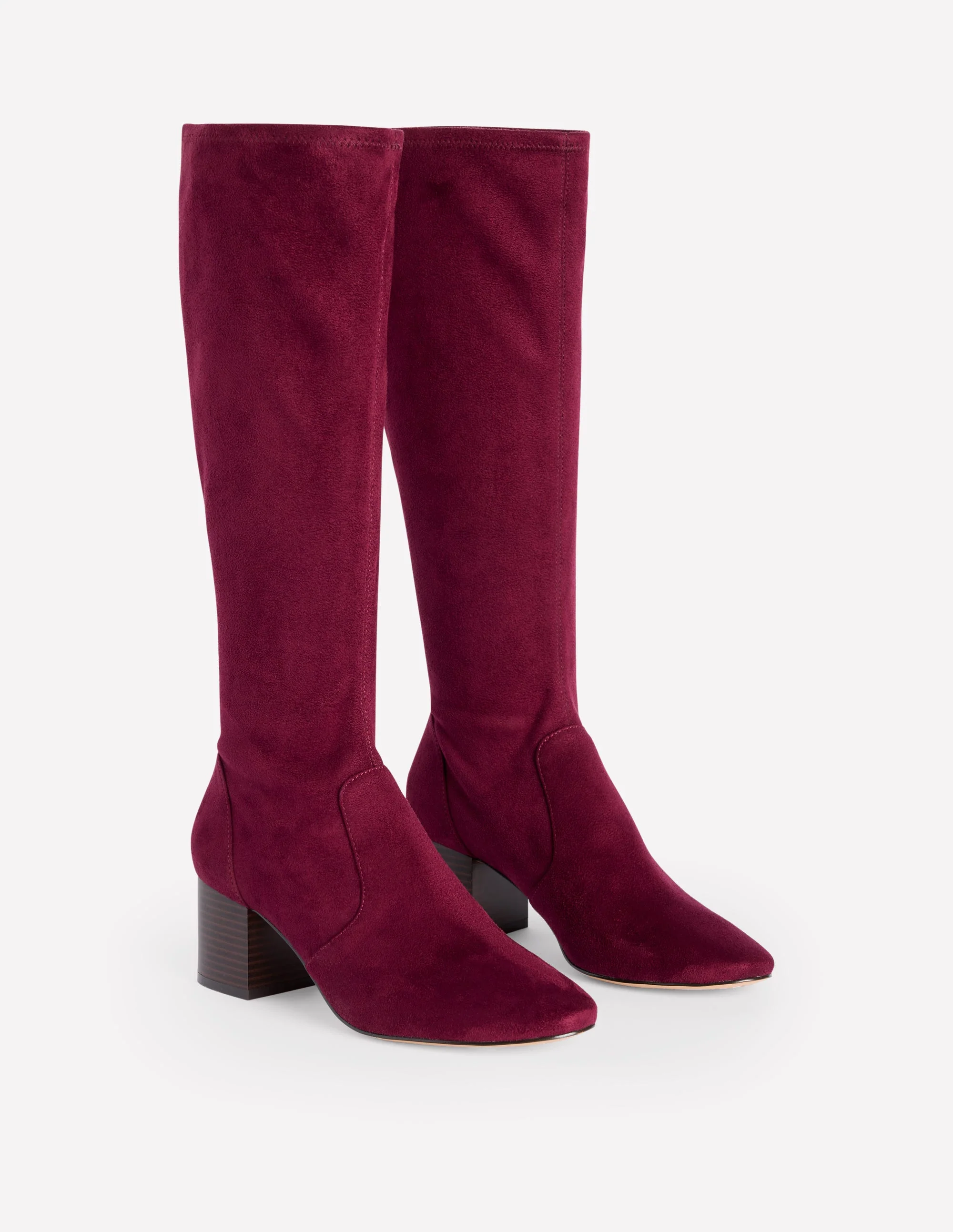 Stretch Knee Heel Boots-Oxblood - Image 3