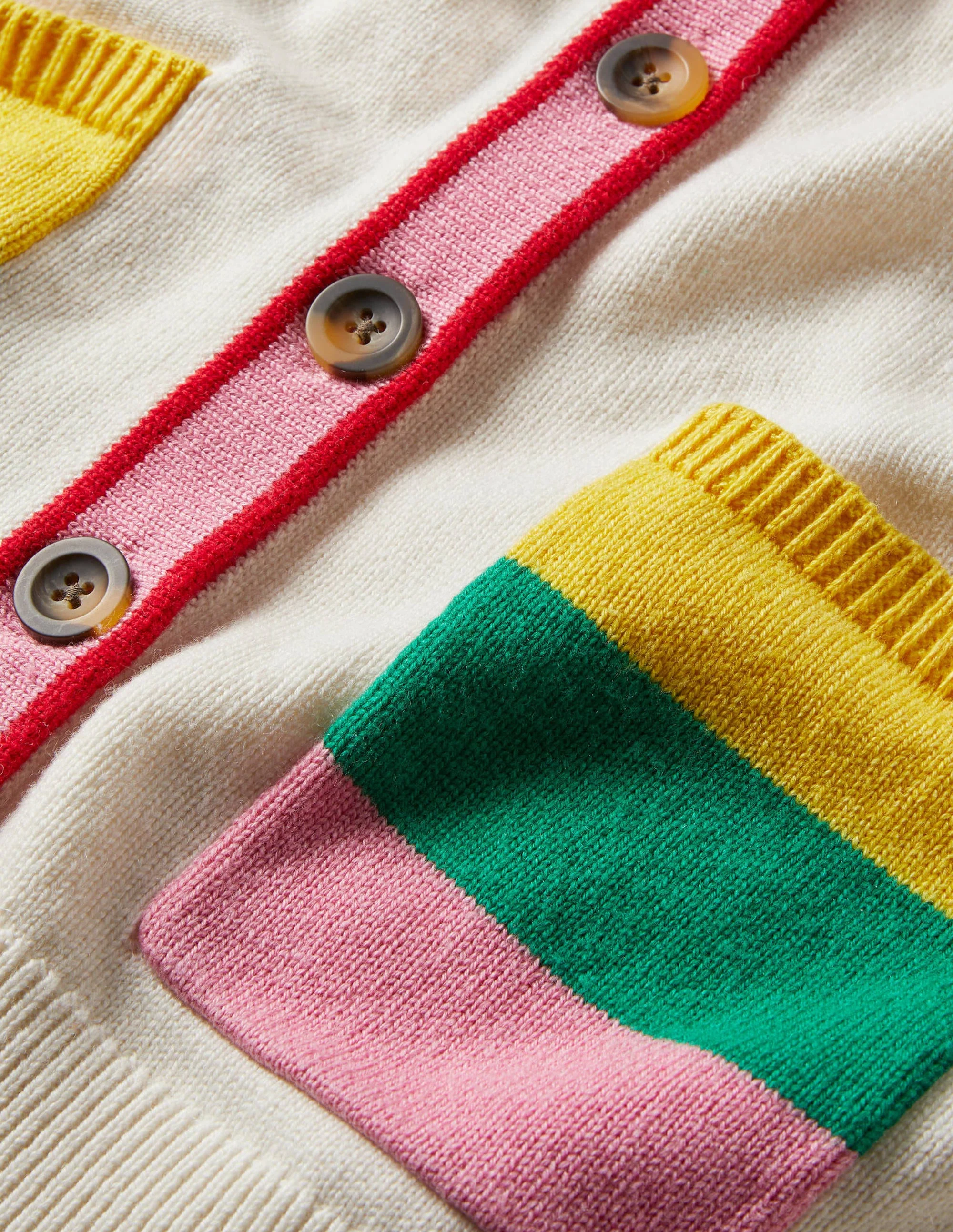Stripe Detail V-Neck Cardigan-Ivory - Image 5