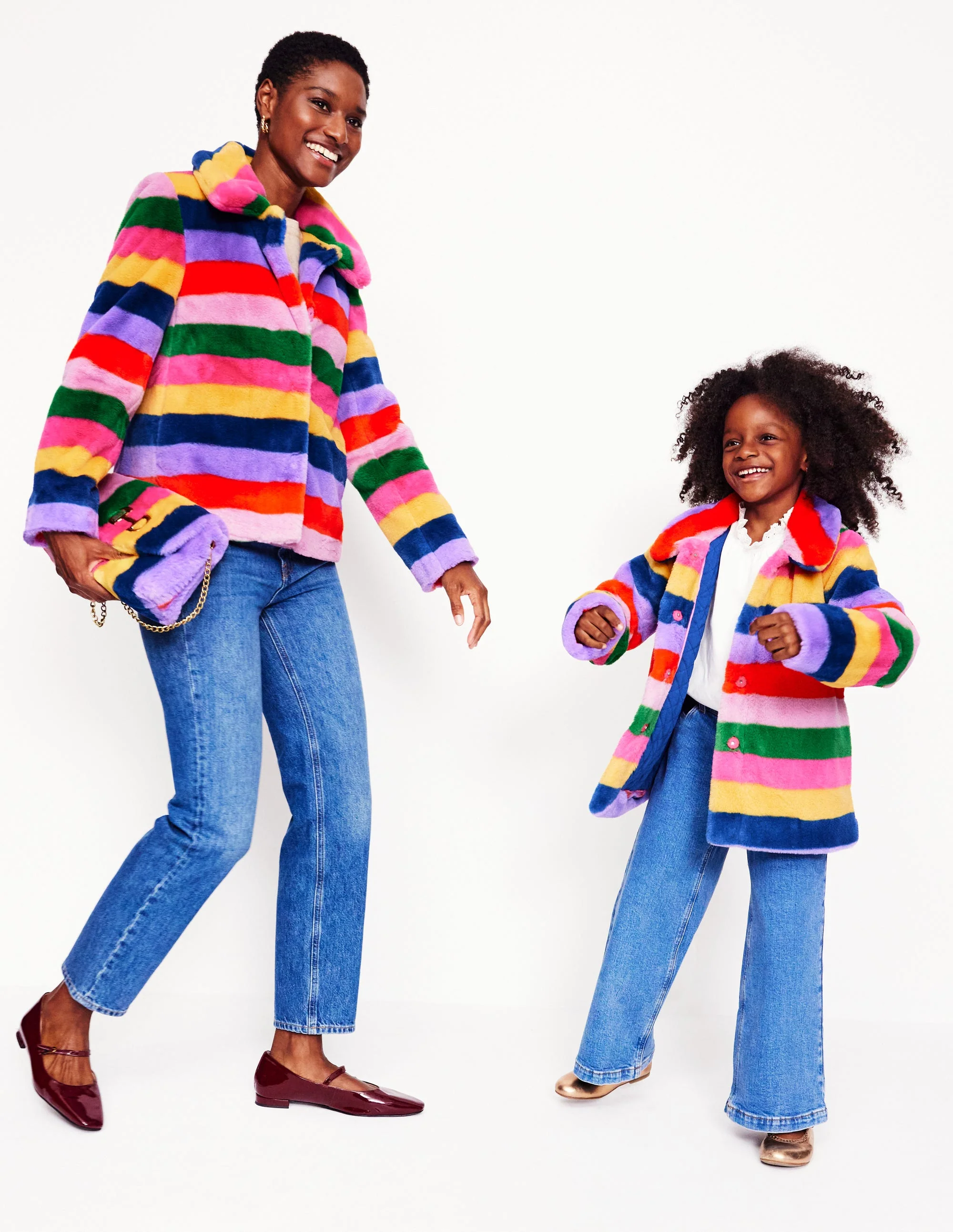Stripe Faux-Fur Coat-Rainbow Stripe - Image 5