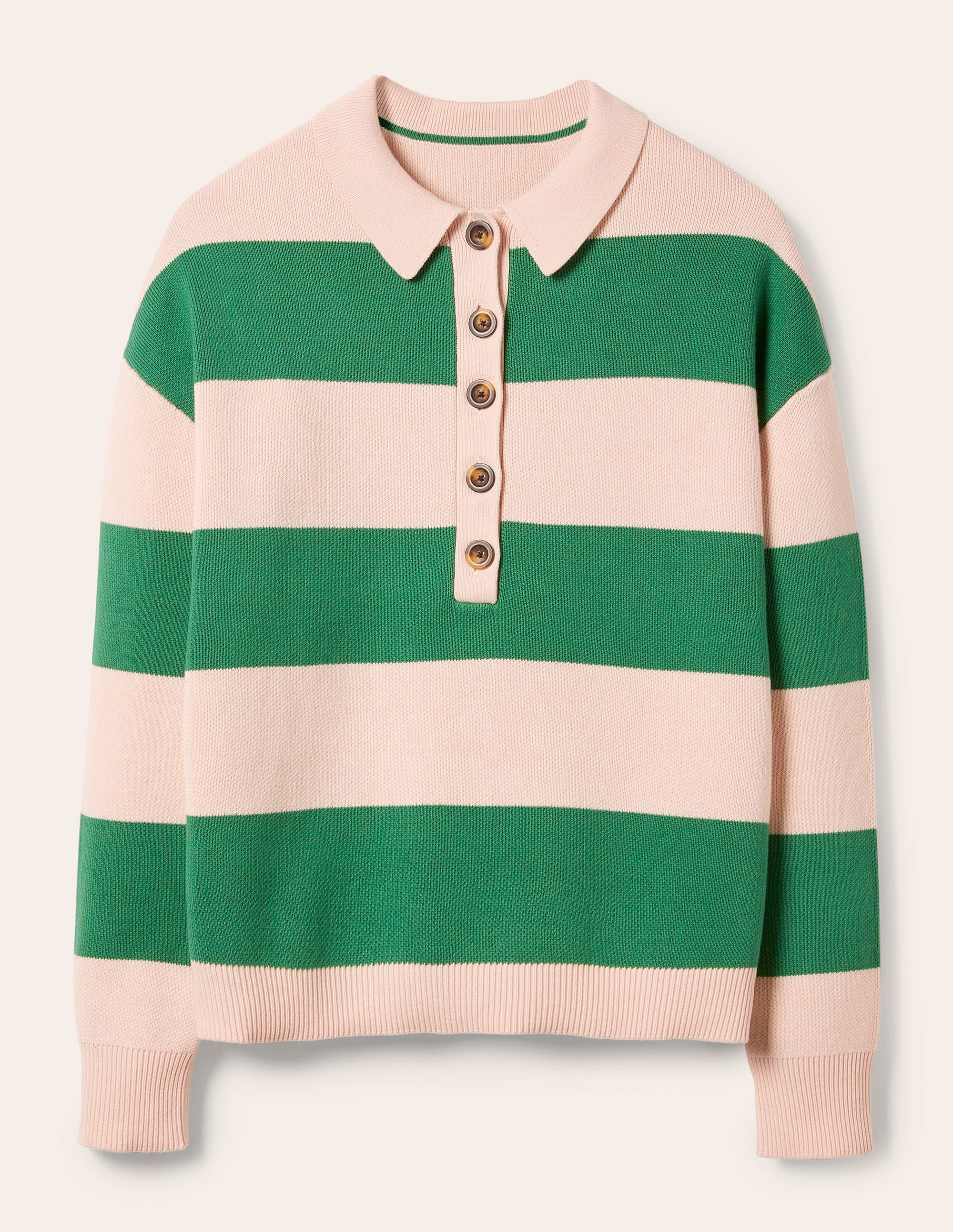 Striped Knitted Rugby Sweater-Milkshake and Irish Green - Image 5