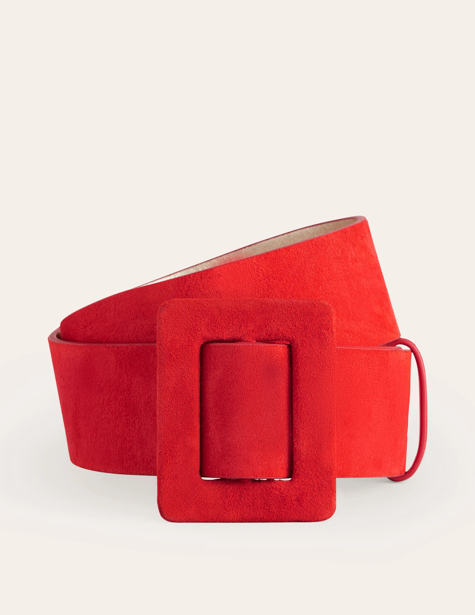 Suede Buckle Belt-Post Box Red - Image 2