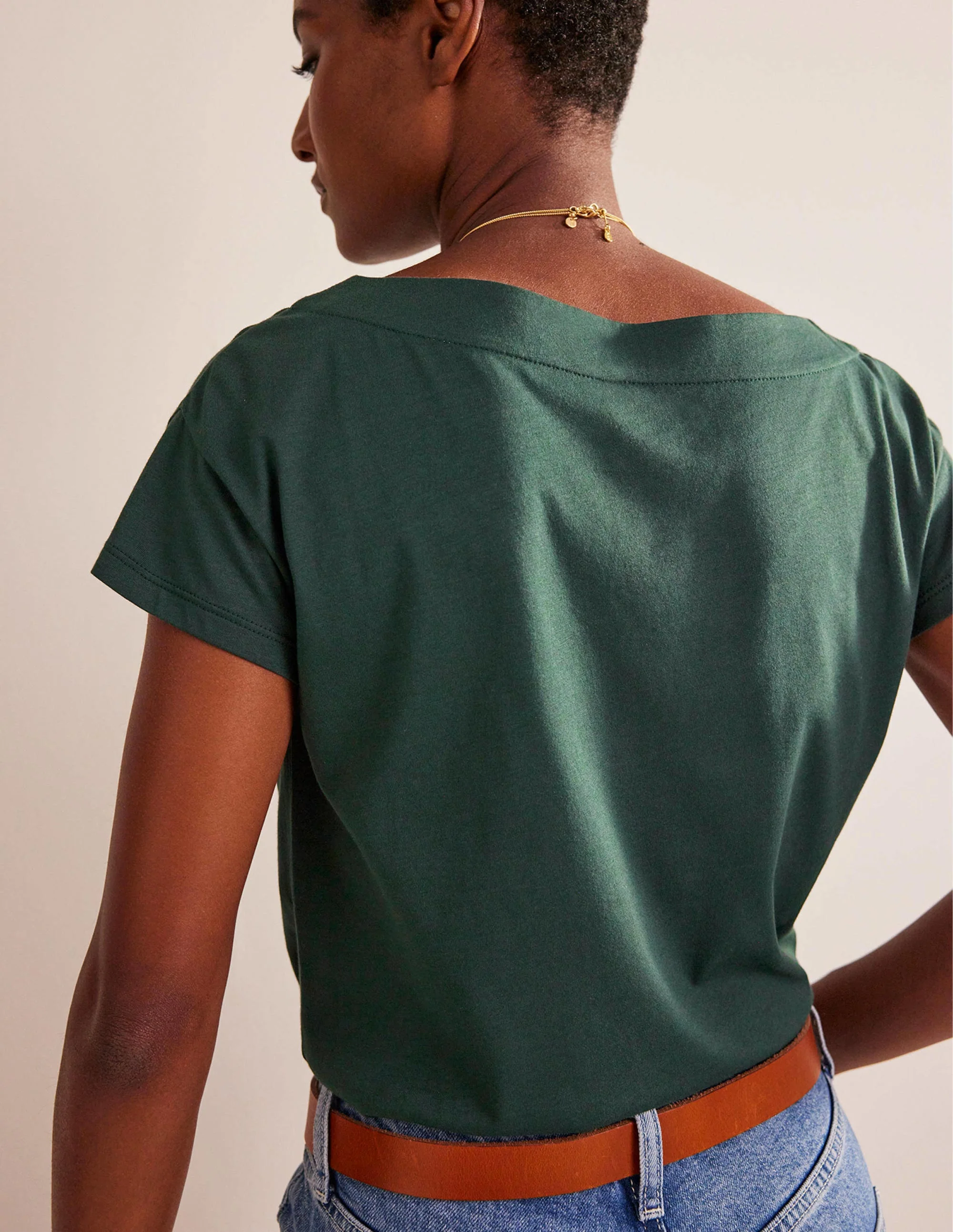 Supersoft Boat Neck T-Shirt-Chatsworth Green - Image 3