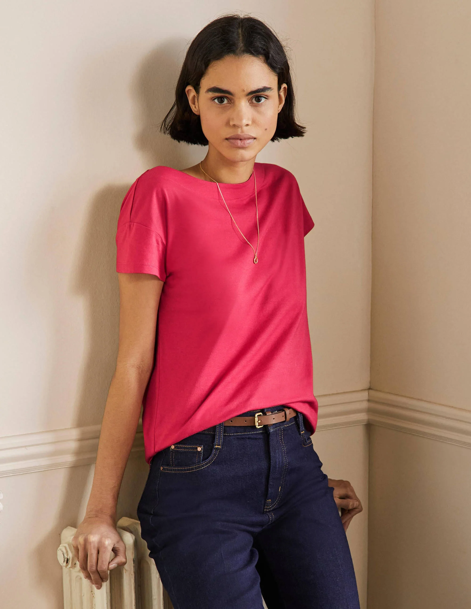 Supersoft Boat Neck T-Shirt-Radish