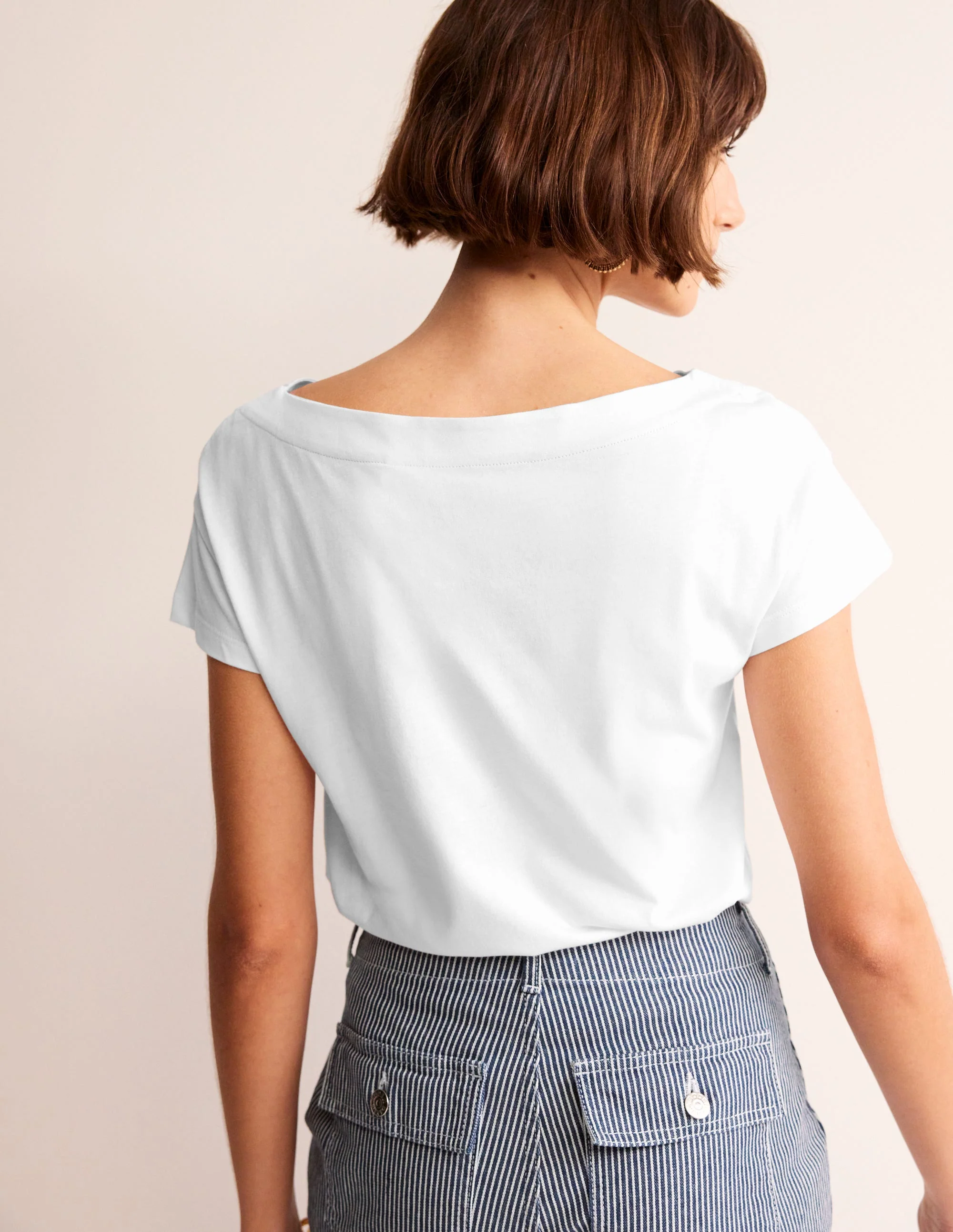 Supersoft Boat Neck T-Shirt-White - Image 4