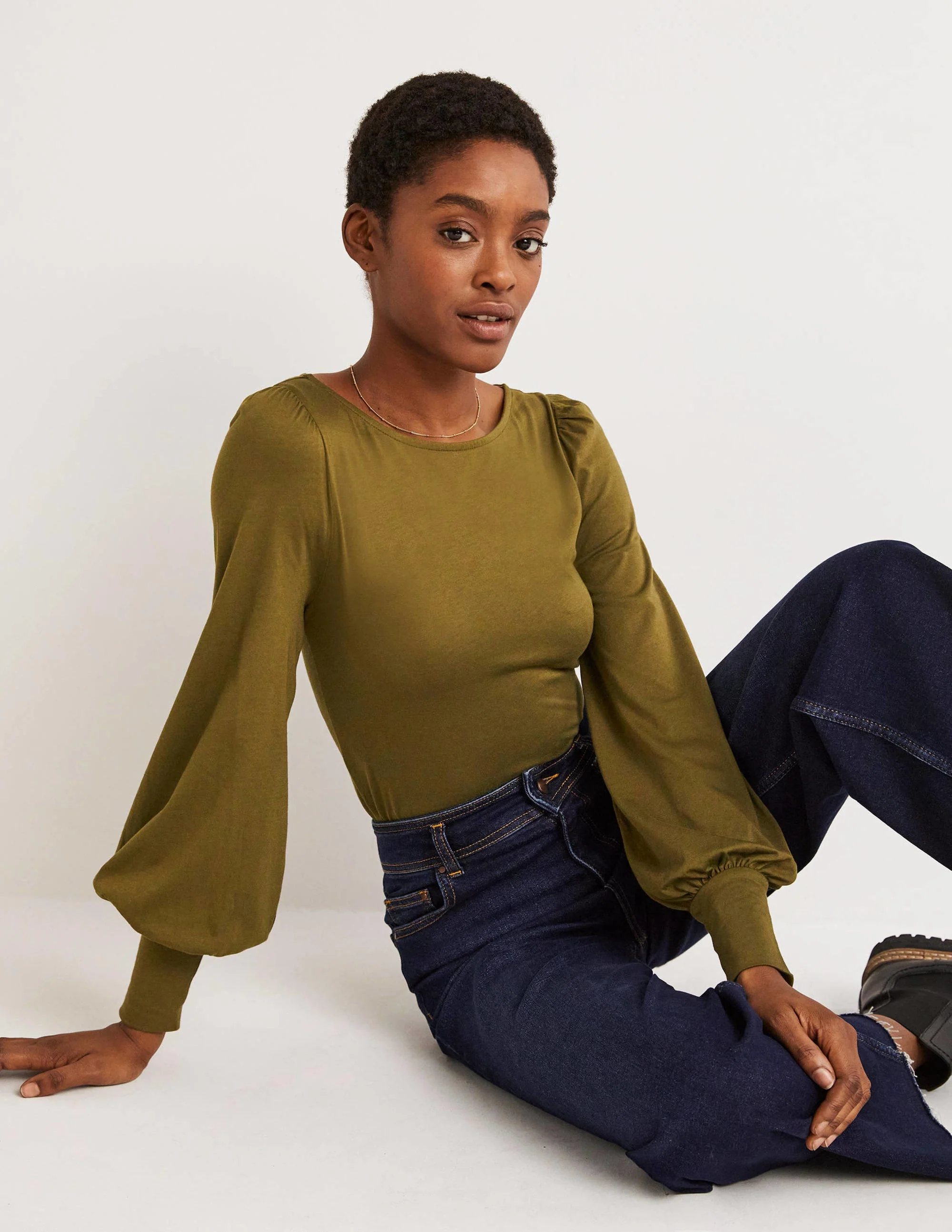 Supersoft Boat Neck Top-Basil