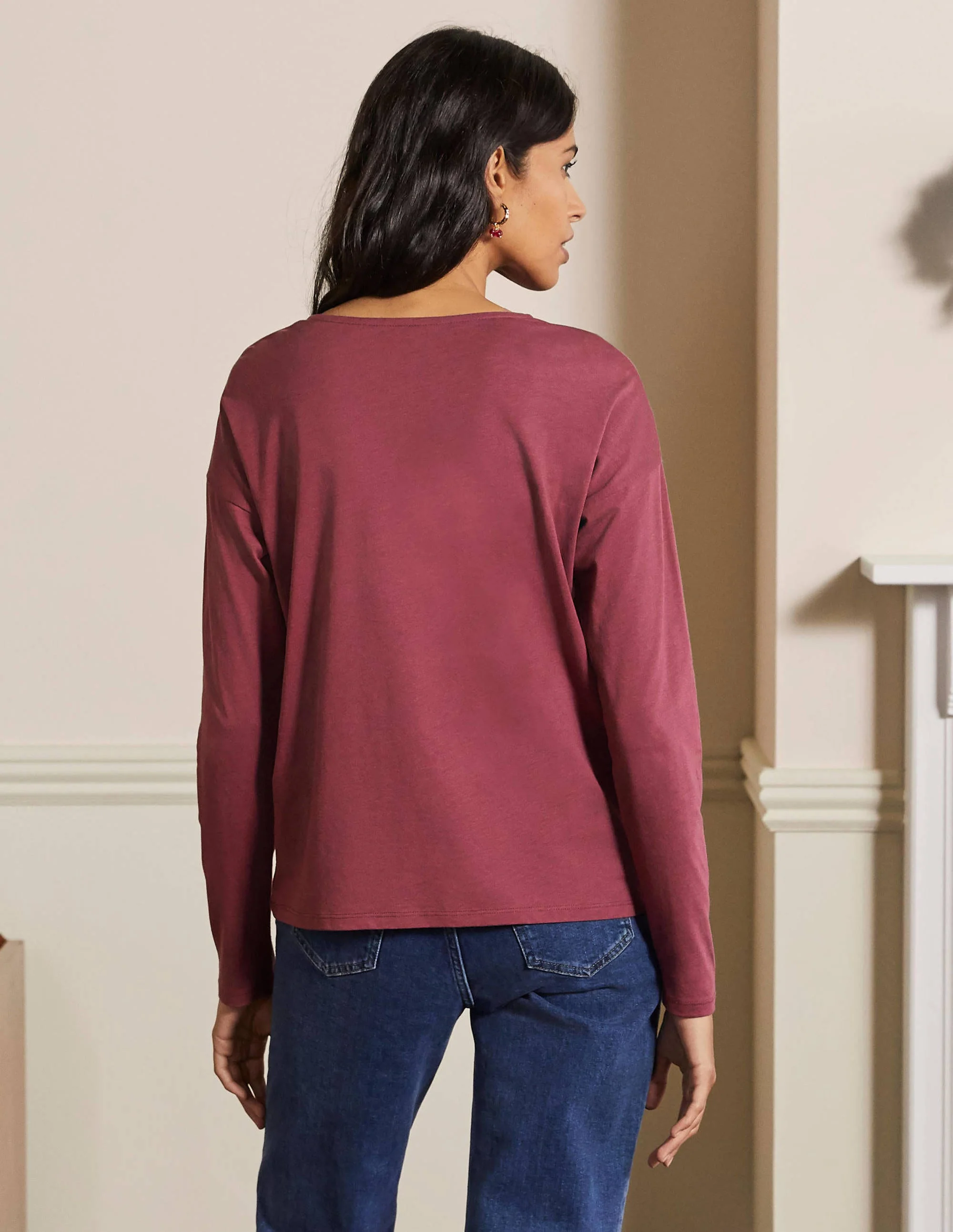 Supersoft Dropped Shoulder Top-Figgy Pudding - Image 2