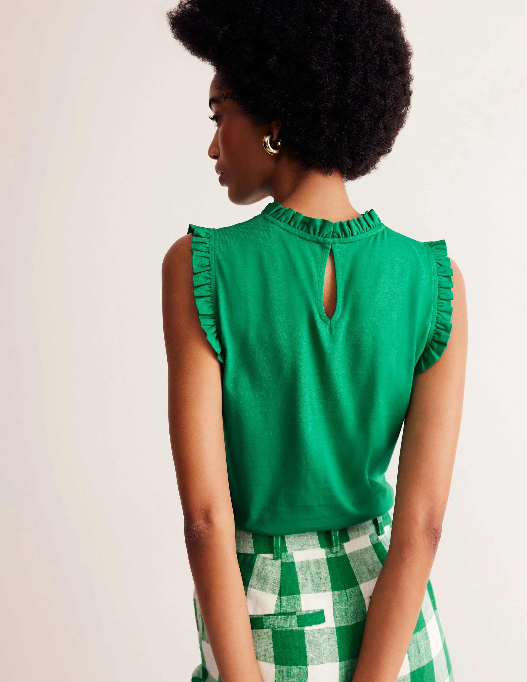 Supersoft Frill Detail Tank-Pepper Green - Image 3