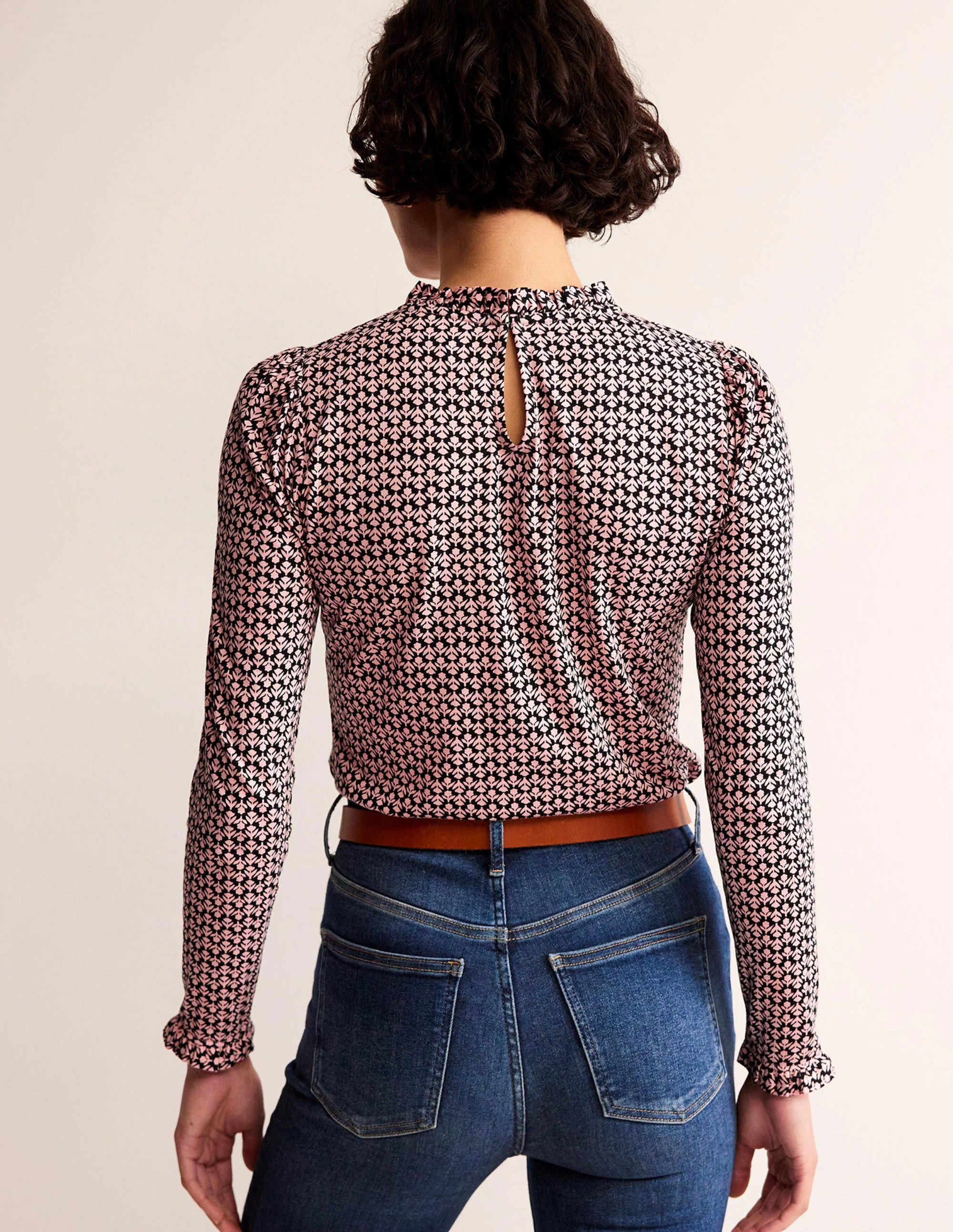 Supersoft Frill Detail Top-Black and Milkshake, Tulip Pop - Image 3