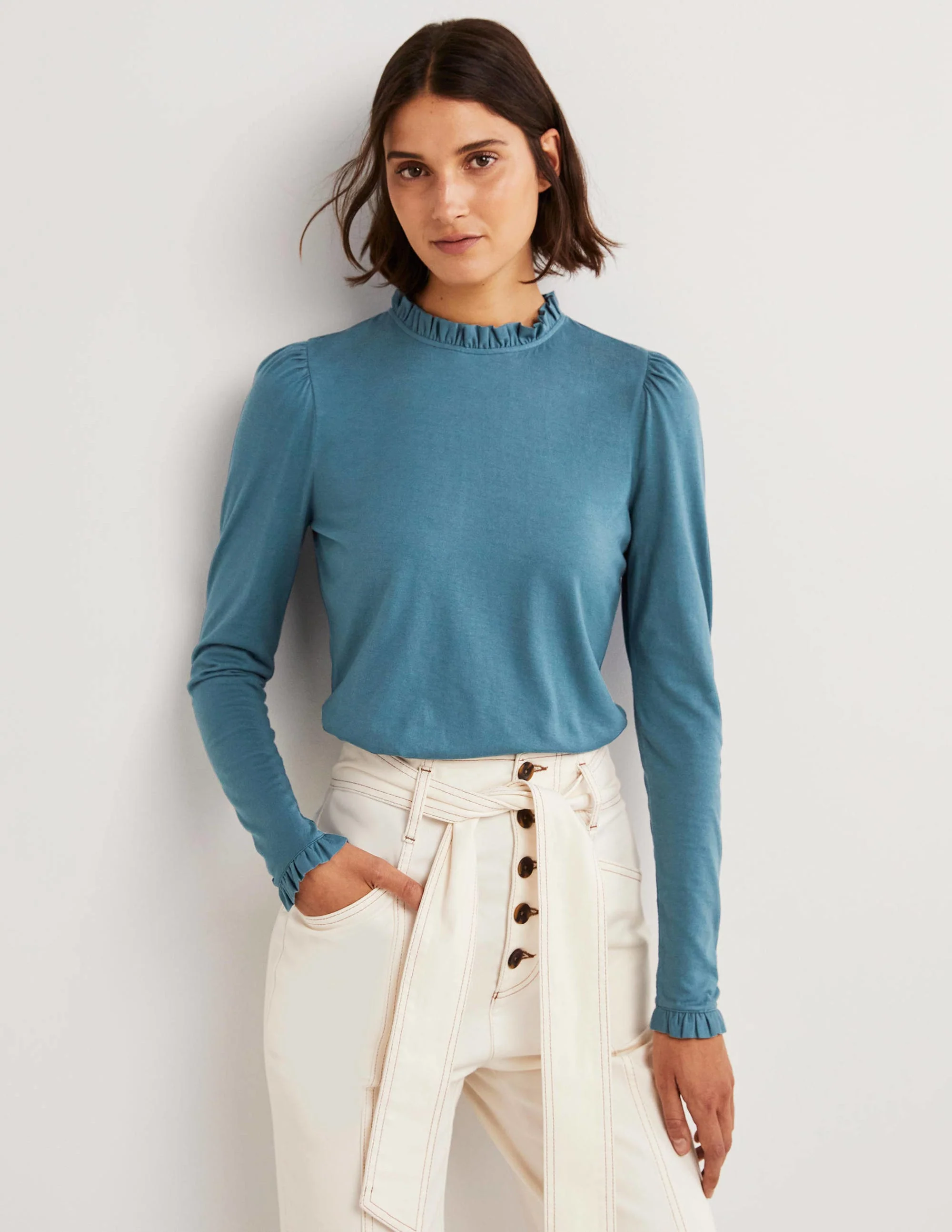 Supersoft Frill Detail Top-Corporal Blue - Image 4