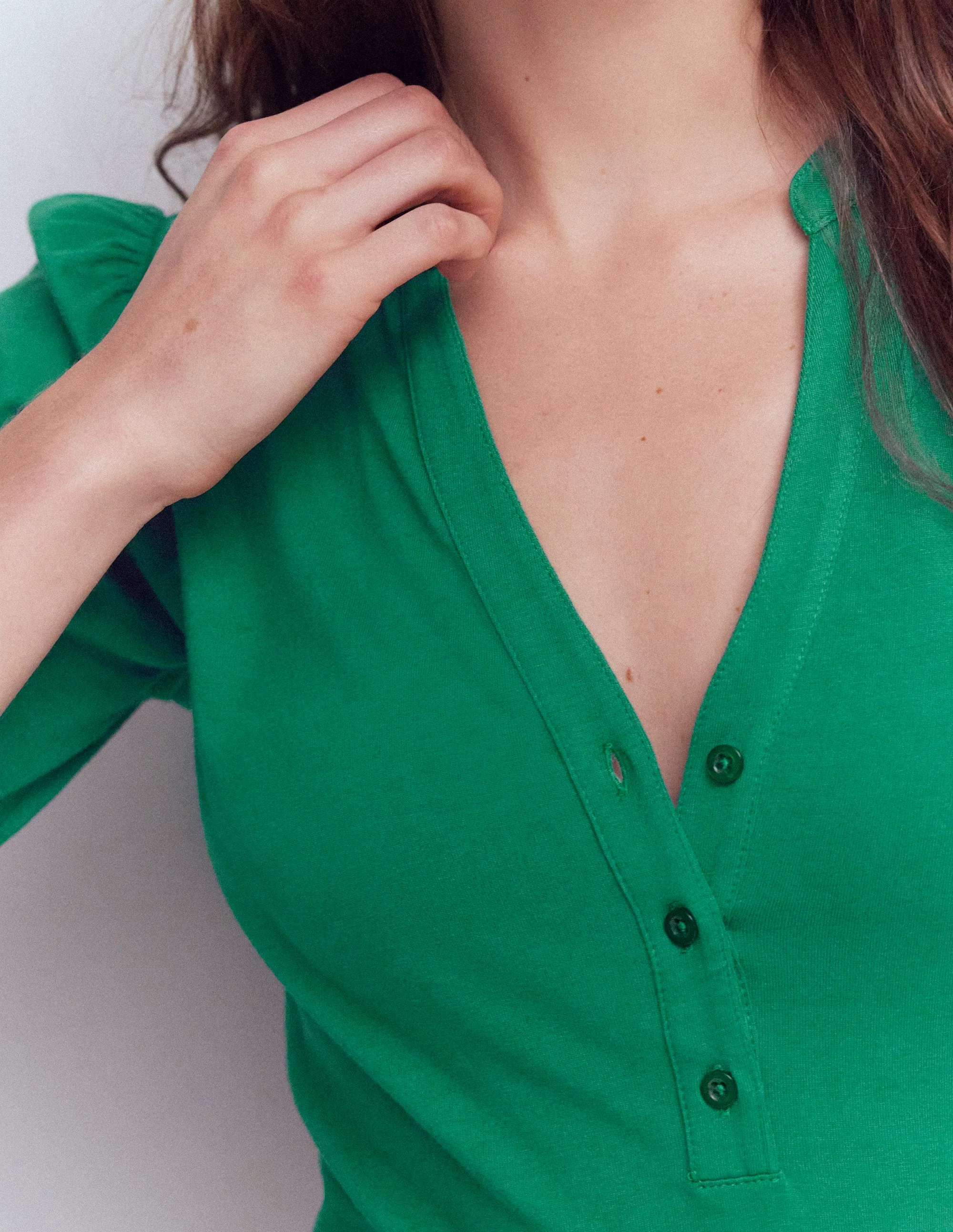 Supersoft Short Sleeve Henley-Jewel Green - Image 2