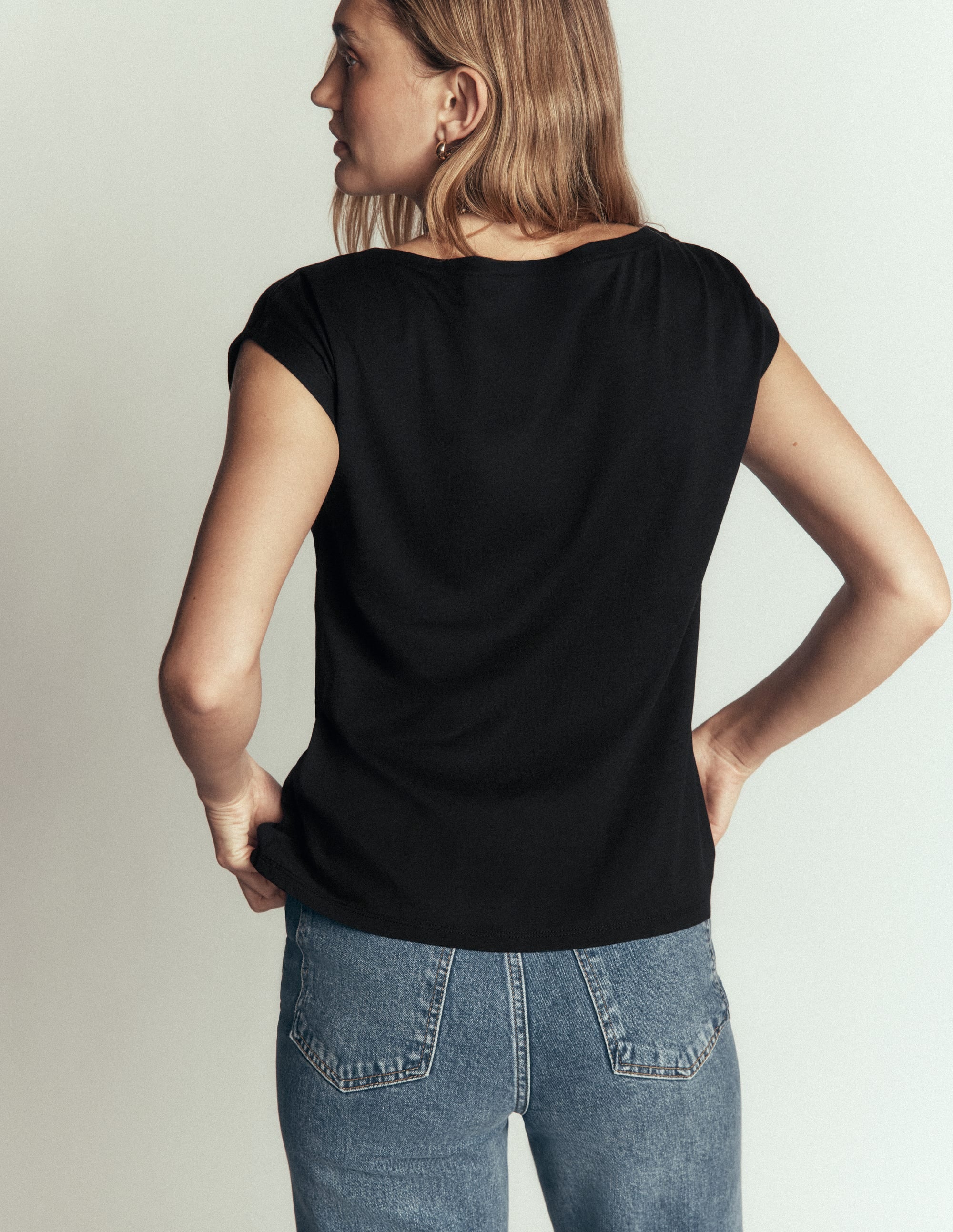 Supersoft Slash Neck T-Shirt-Black - Image 3
