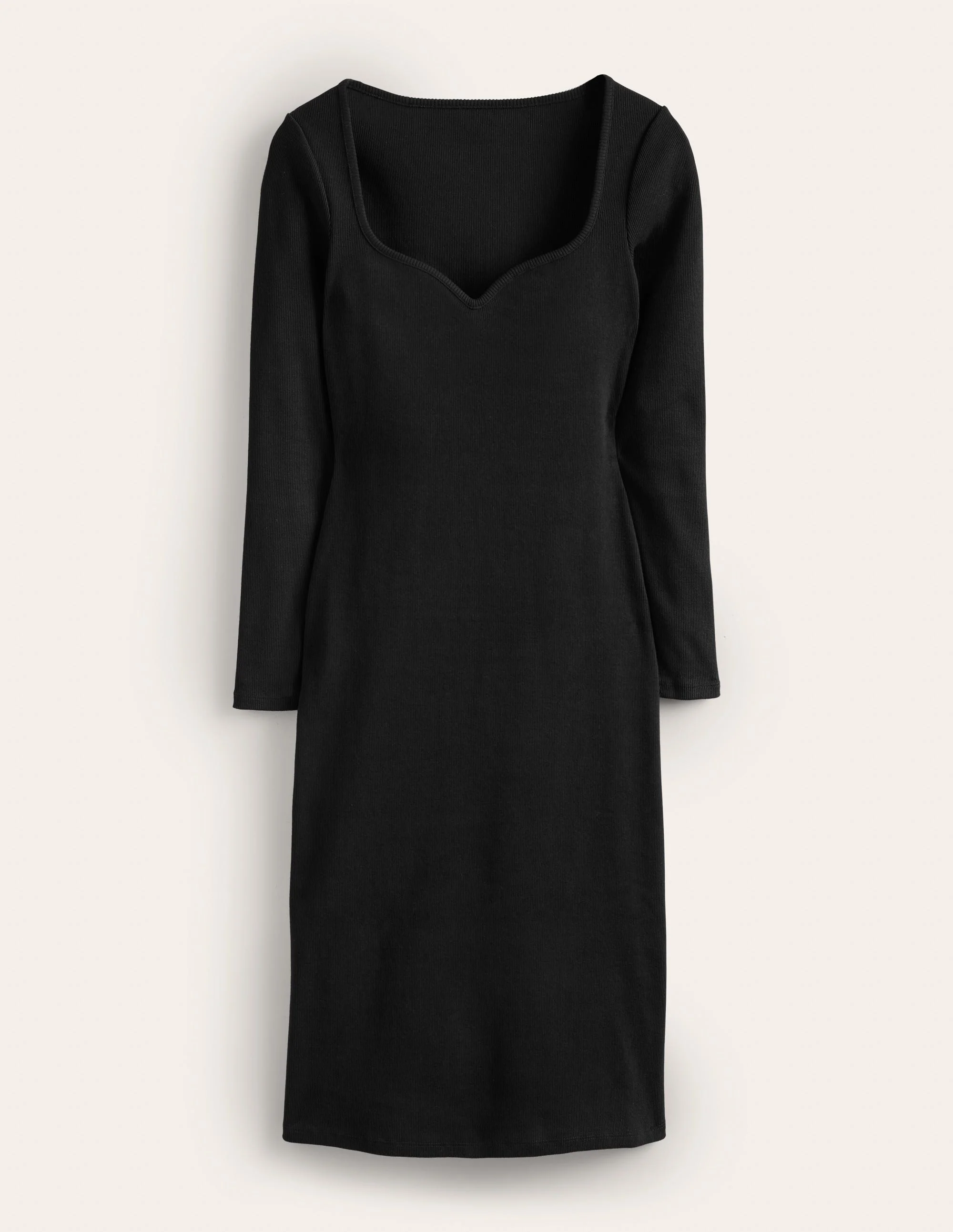 Sweetheart Ribbed Jersey Dress-Black - Image 5
