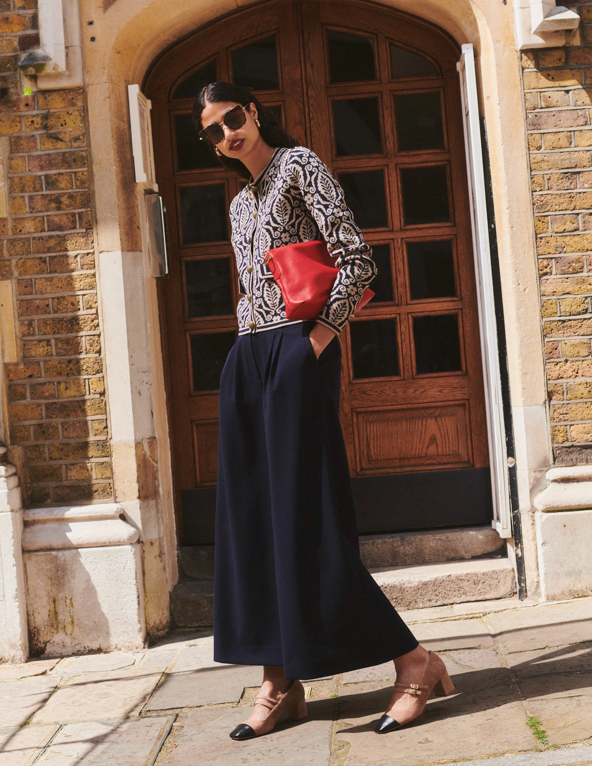 Tailored Cropped Pants-Navy - Image 5