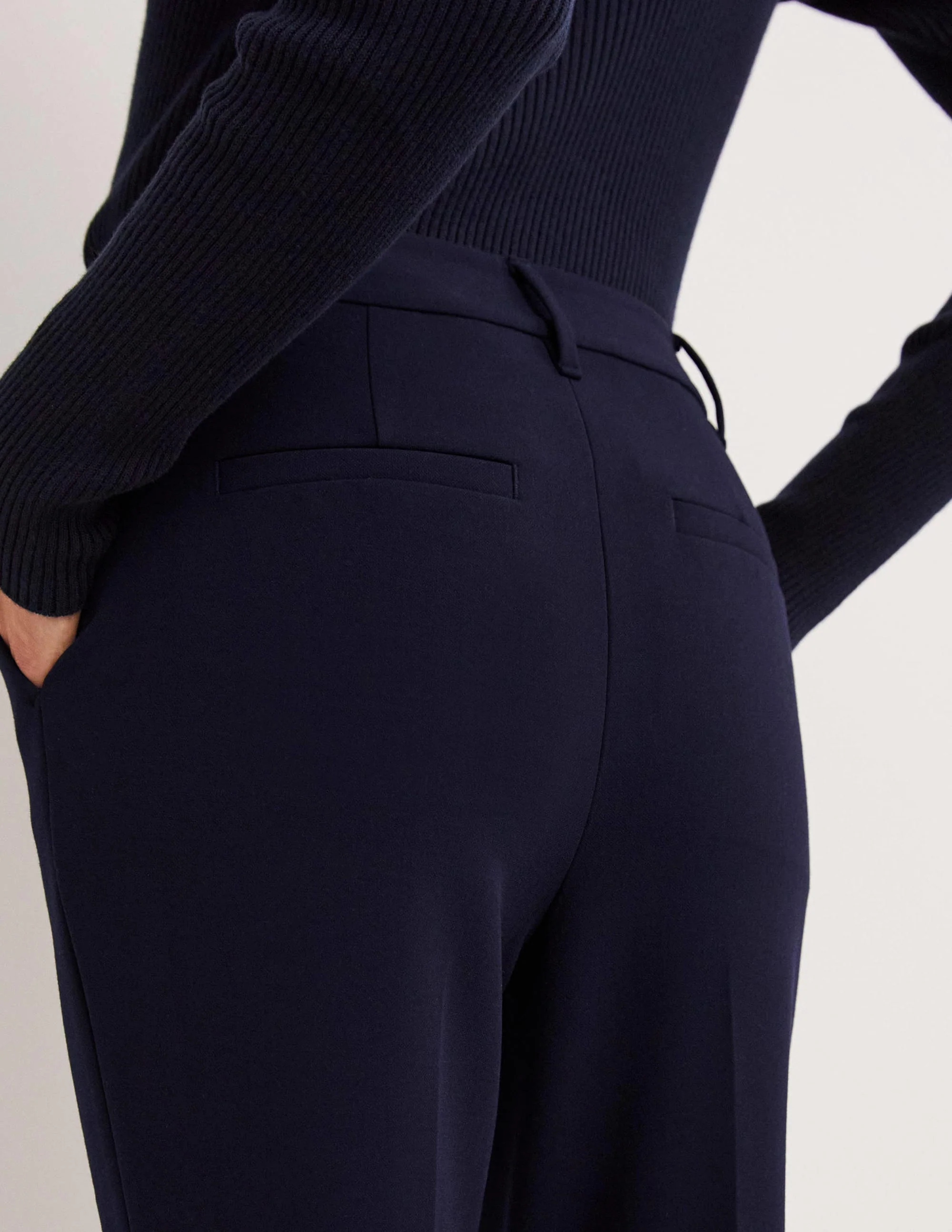 Tailored Turn Up Trousers-Navy - Image 2