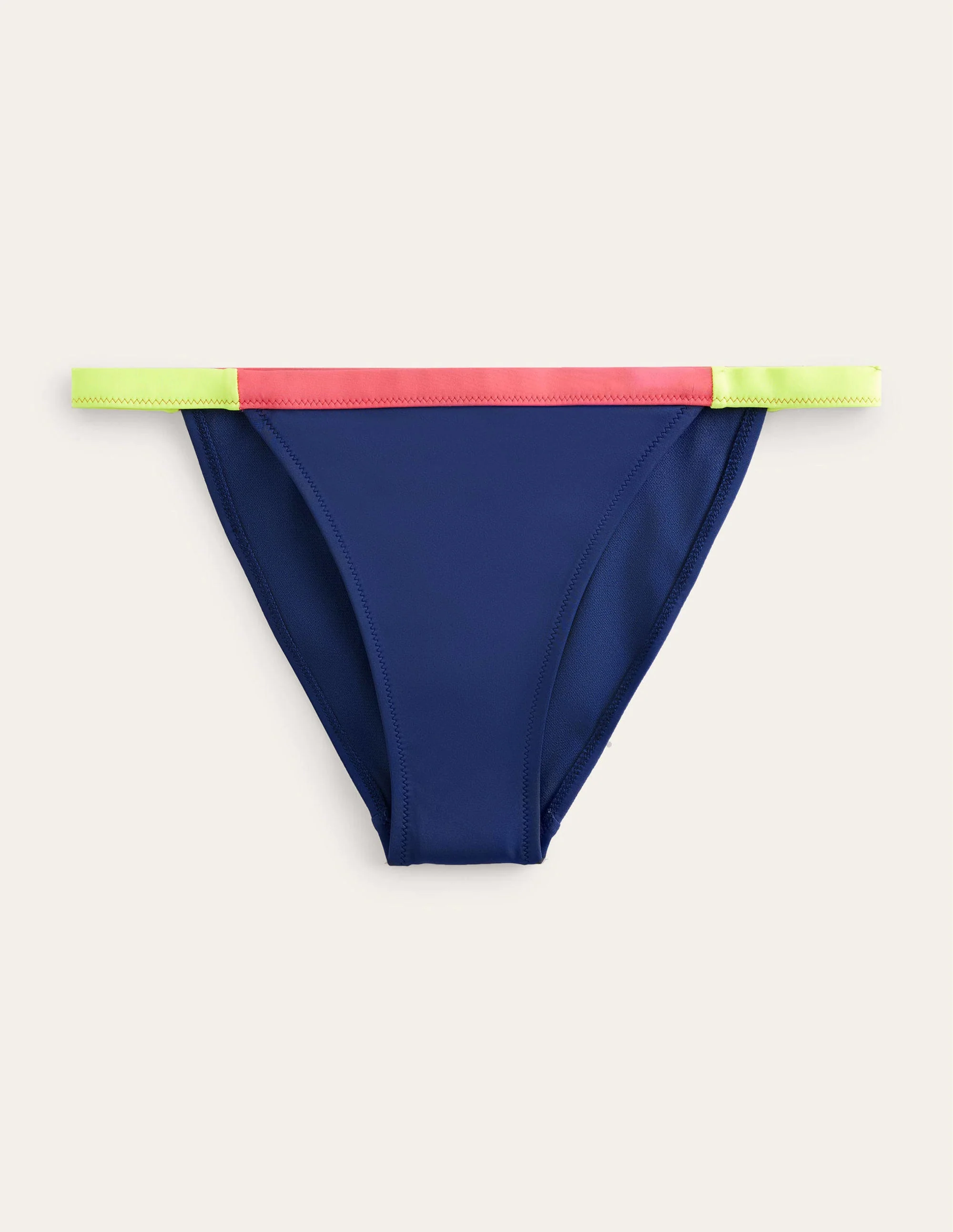 Tanga Bikini Bottoms-Navy, Acid Yellow Colourblock - Image 5