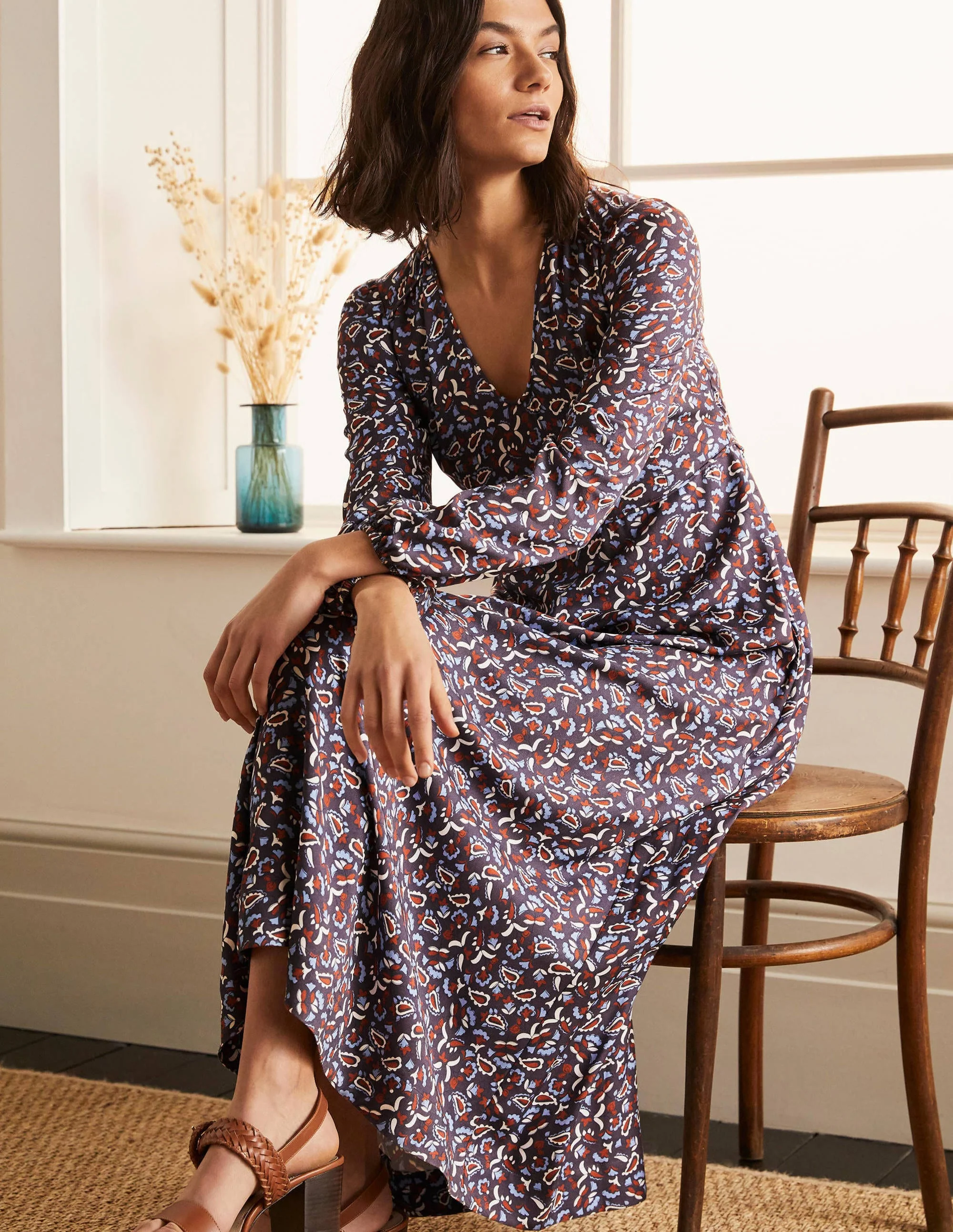Tanya Midi Dress-Asphalt, Floral Paisley - Image 2