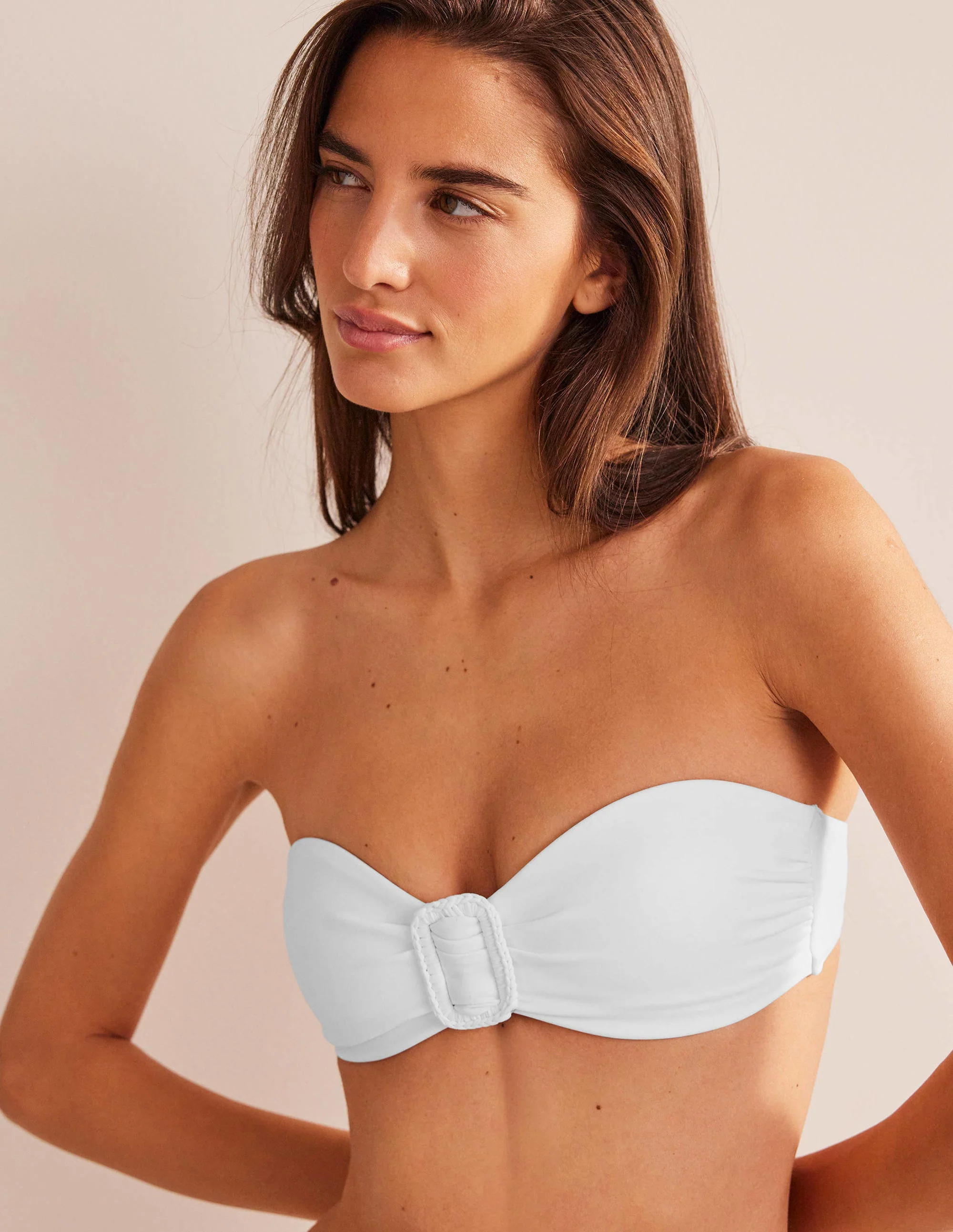 Taormina  Bandeau Bikini Top-White - Image 4
