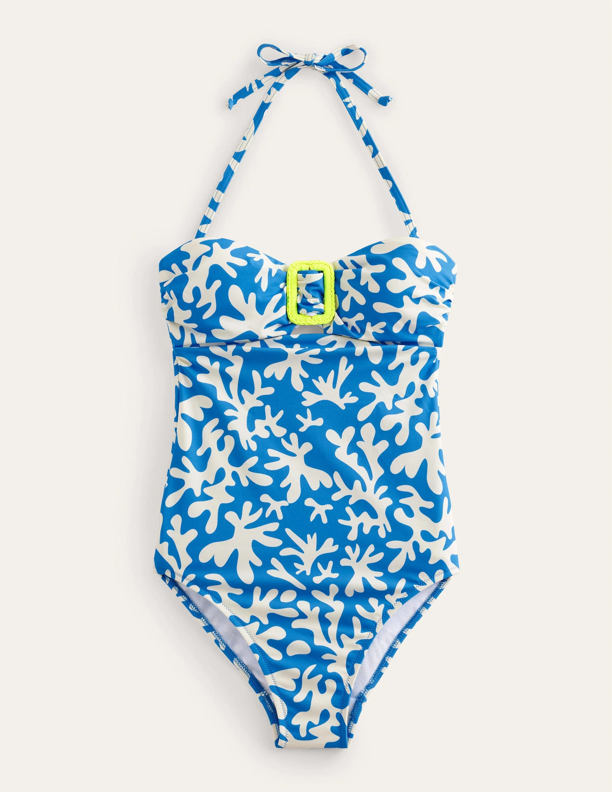Taormina Bandeau Swimsuit-Blue, Abstract Foliage - Image 5
