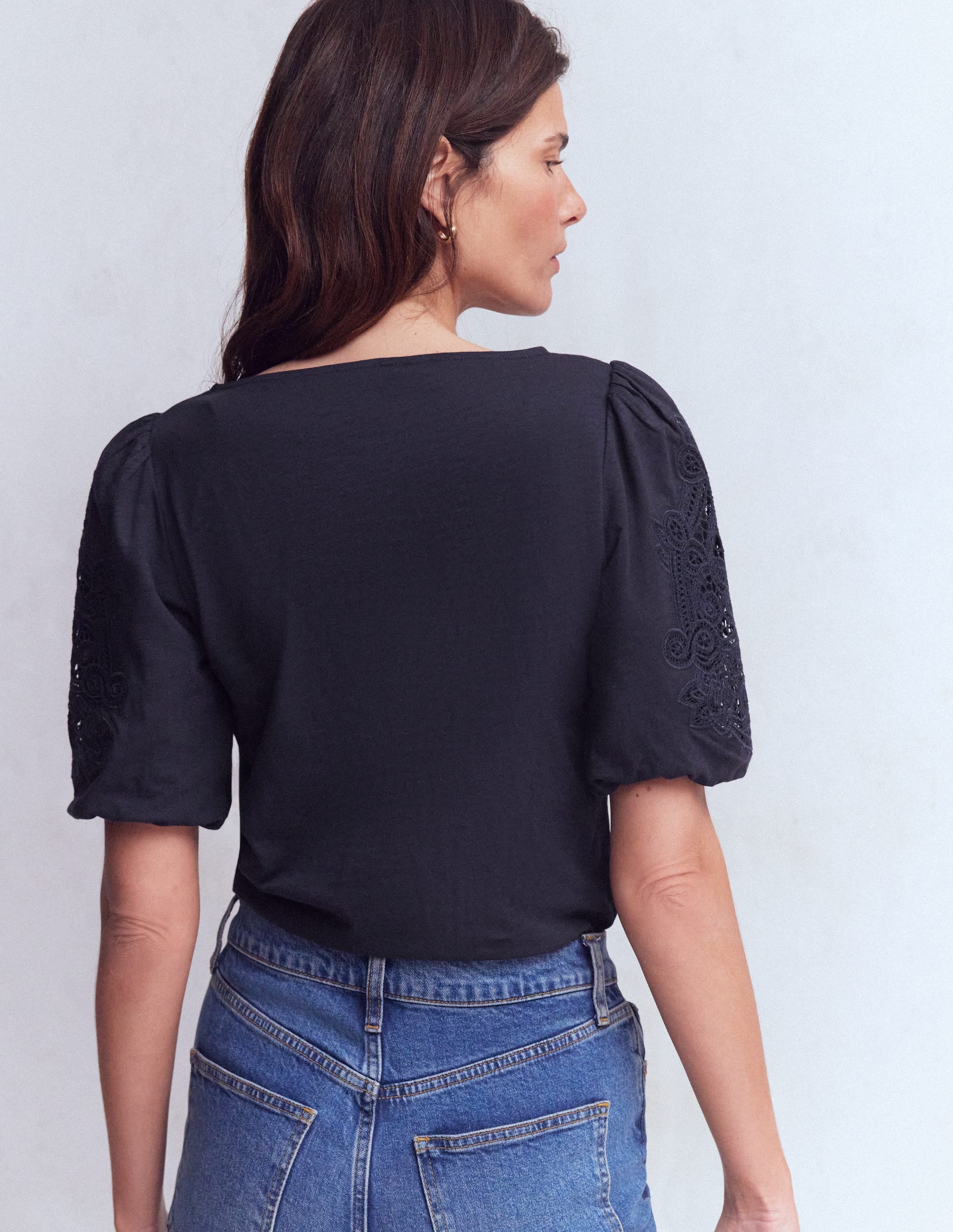 Tape Lace T-shirt-Navy - Image 3