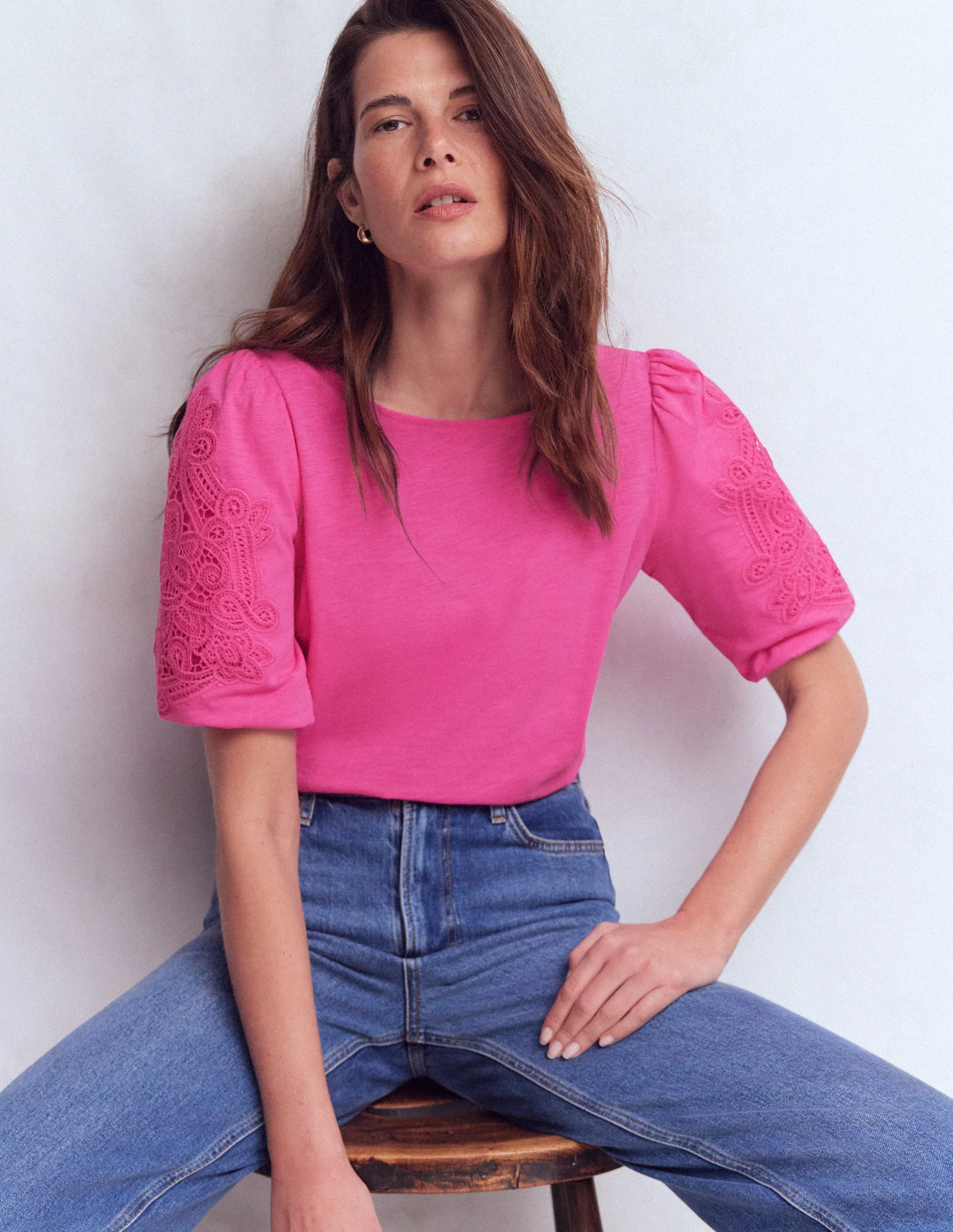 Tape Lace T-shirt-Phlox Pink - Image 4