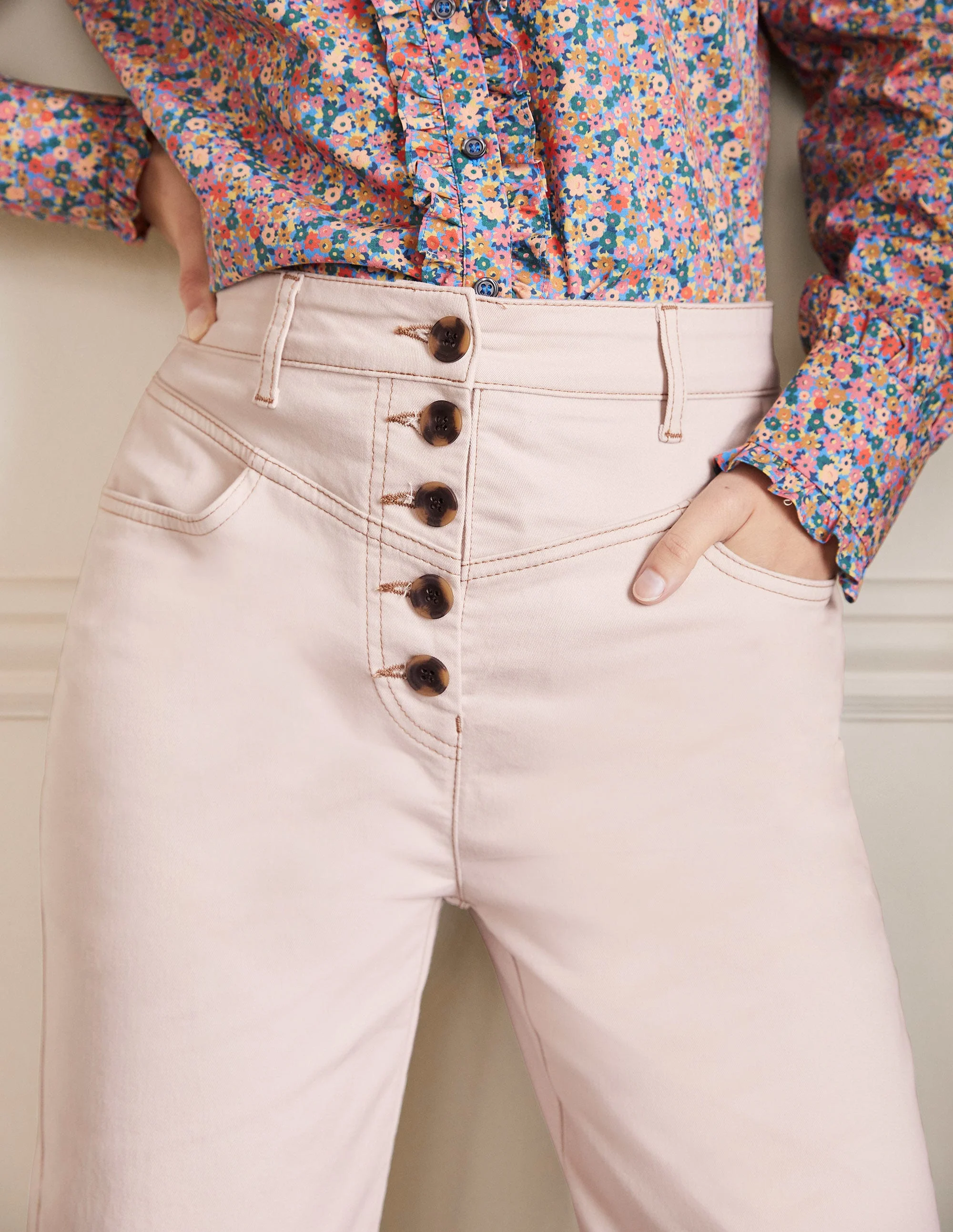 Tapered Chino Pants-Oat Milk - Image 2