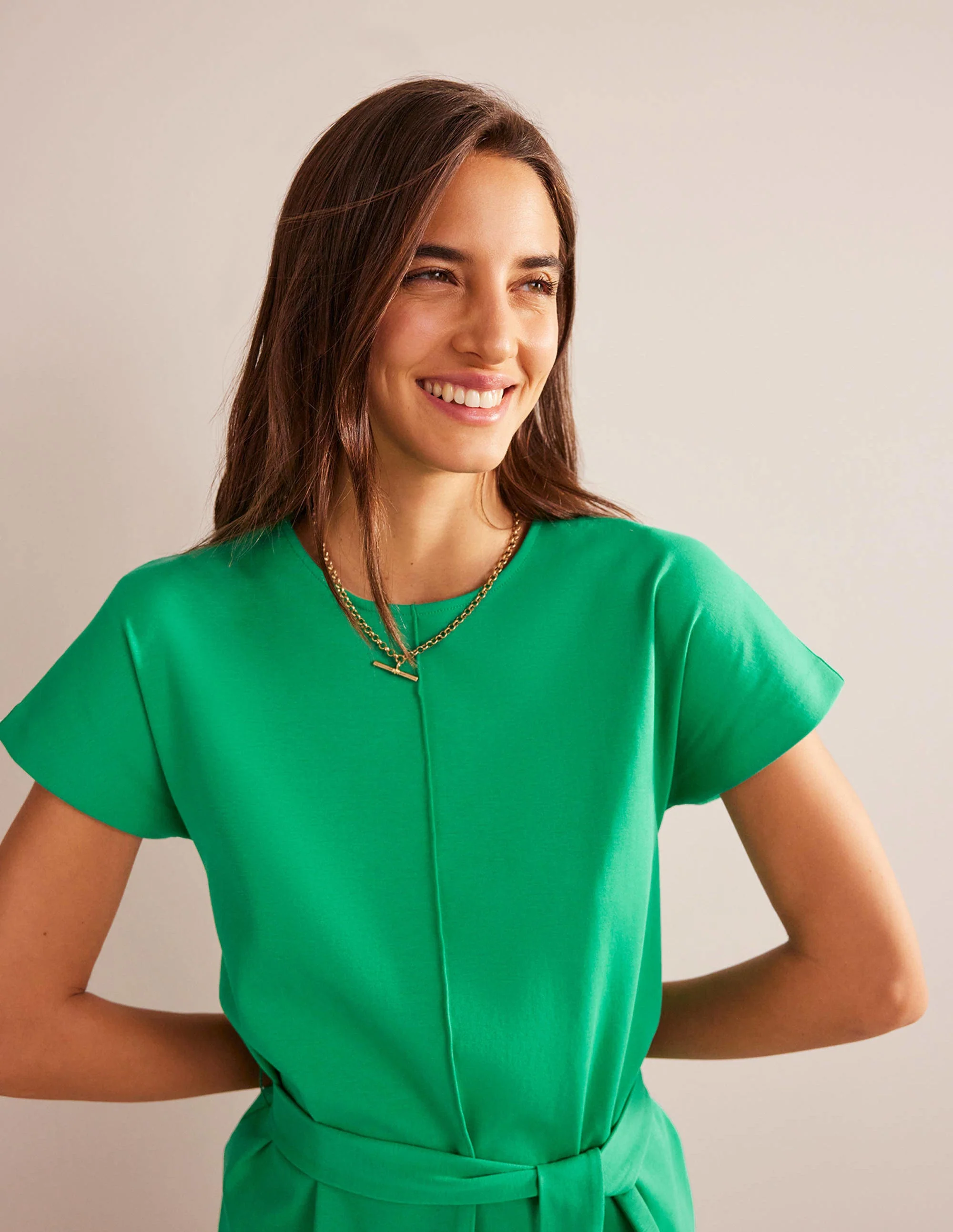 Tara Ponte T-Shirt Dress-Meadow Green - Image 2