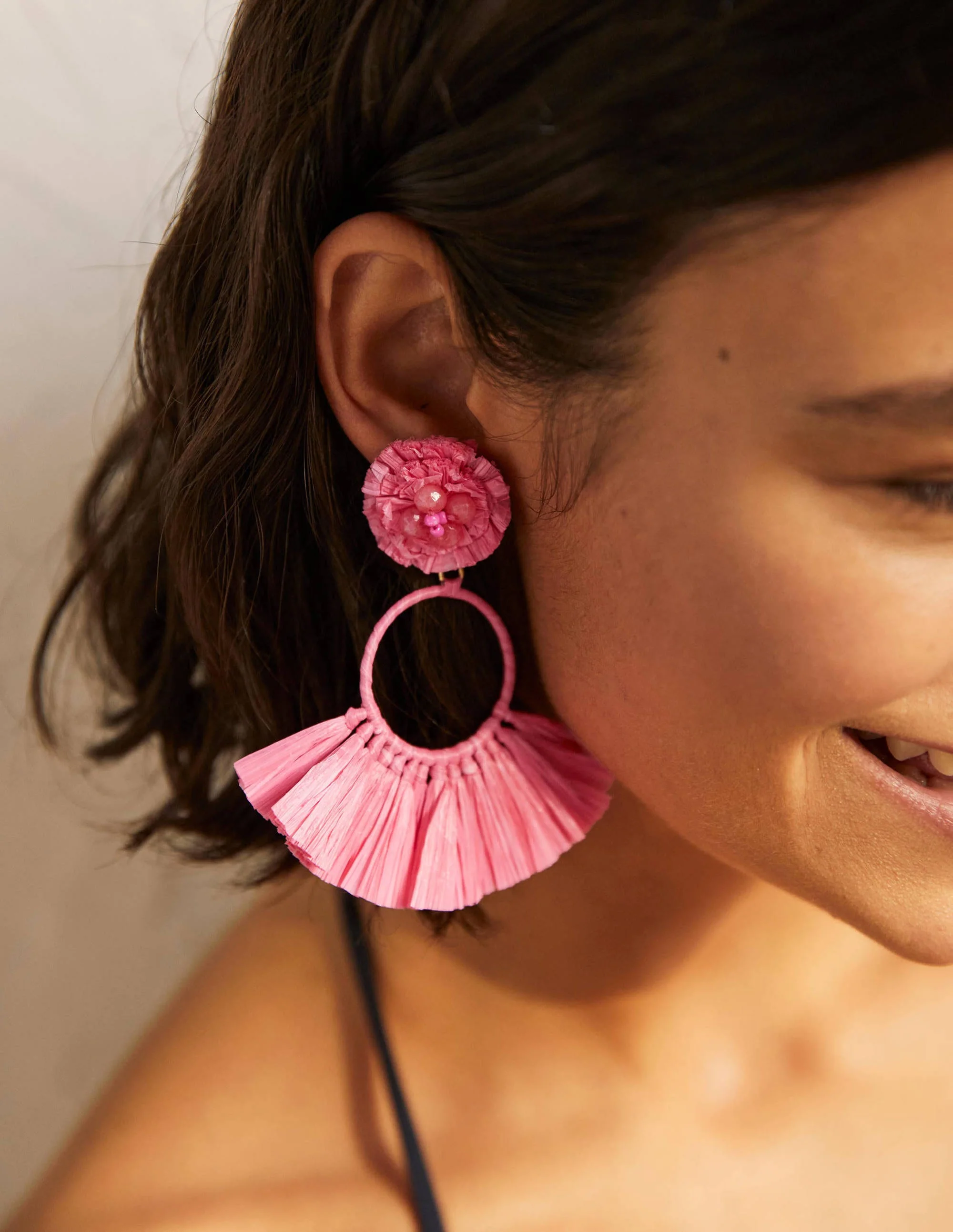 Tassel Ring Earrings-Formica Pink - Image 2