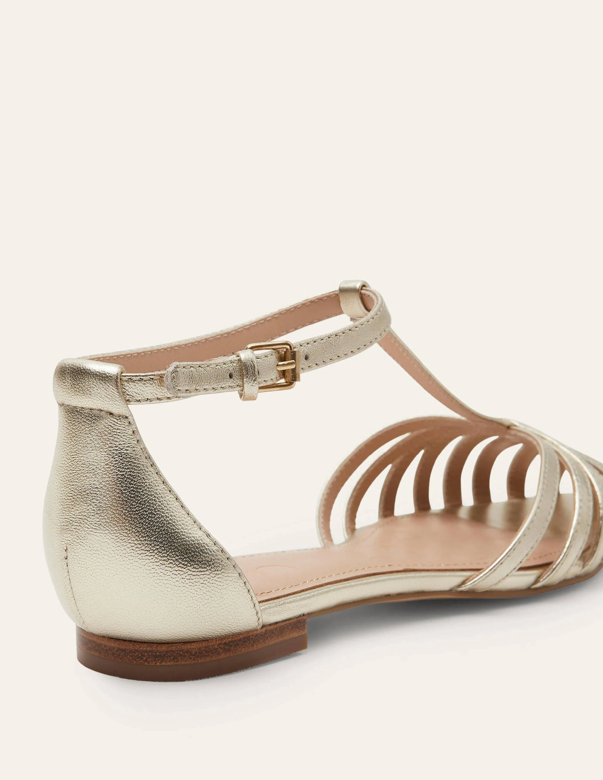 Tess Cage Flat Sandals-Pale Gold Metallic - Image 3