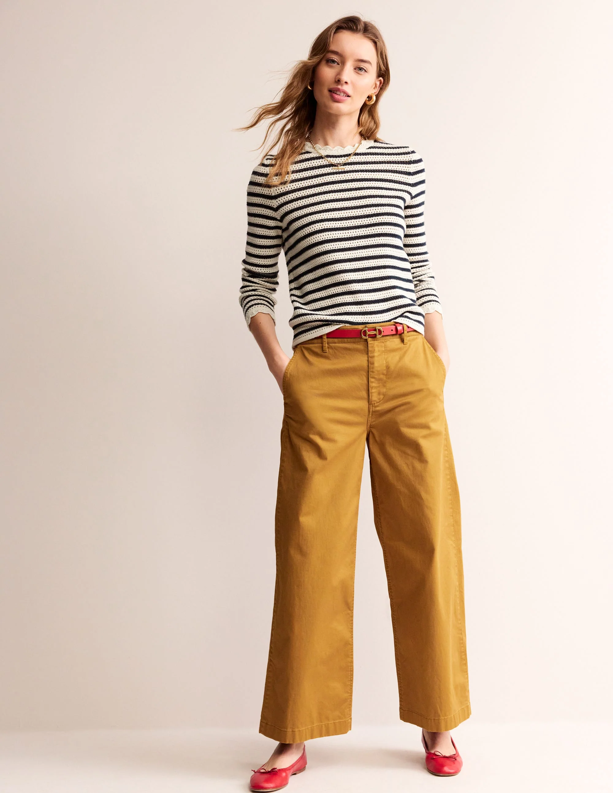 Textured Scallop Sweater-Warm Ivory/ Naval Academy - Image 4