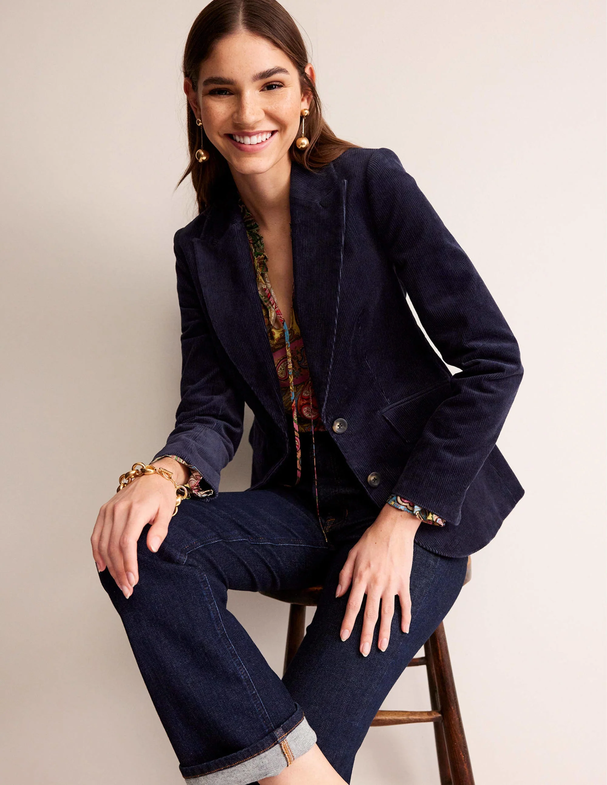 The Marylebone Cord Blazer-Navy - Image 4