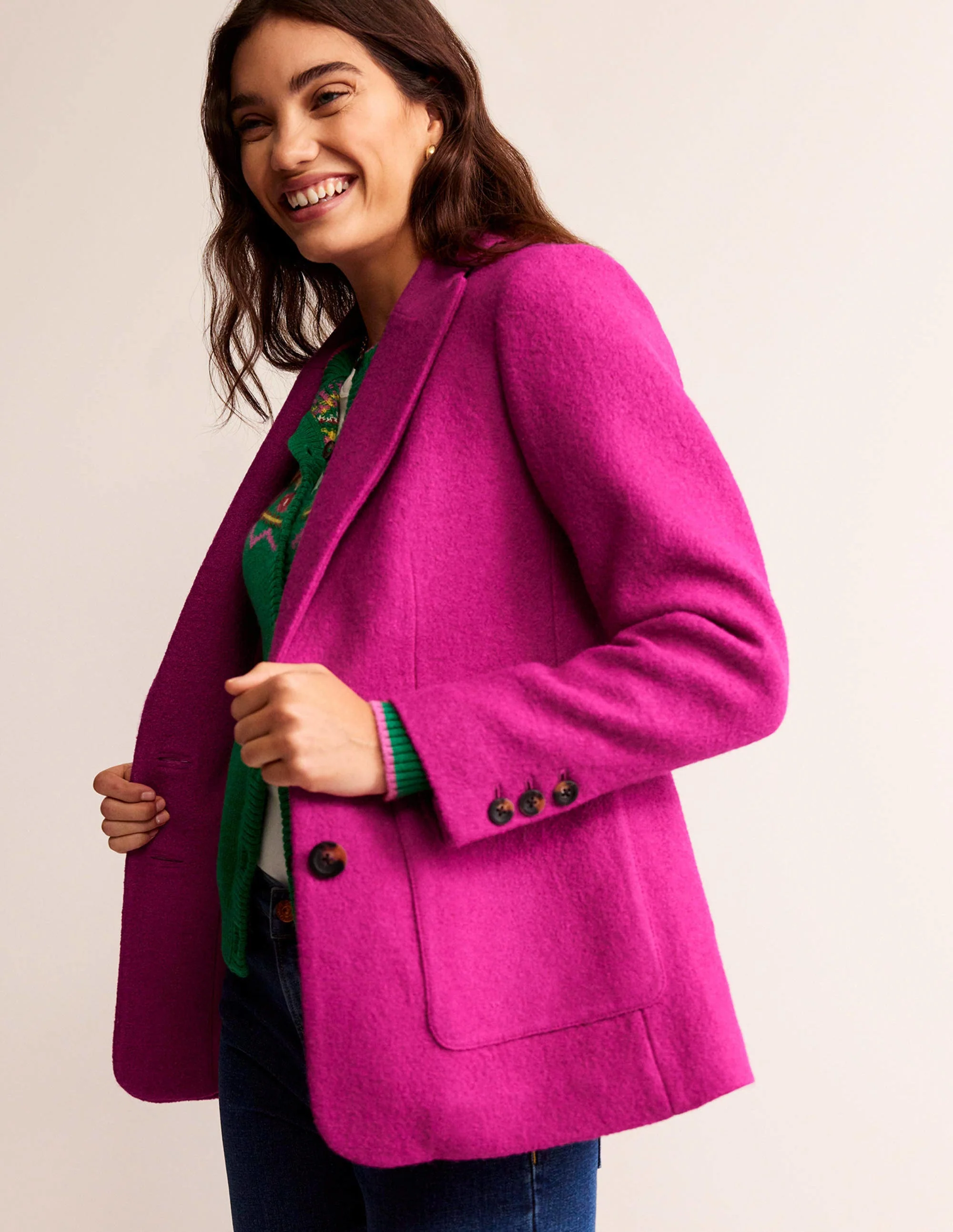 The Marylebone Textured Blazer-Magenta - Image 5