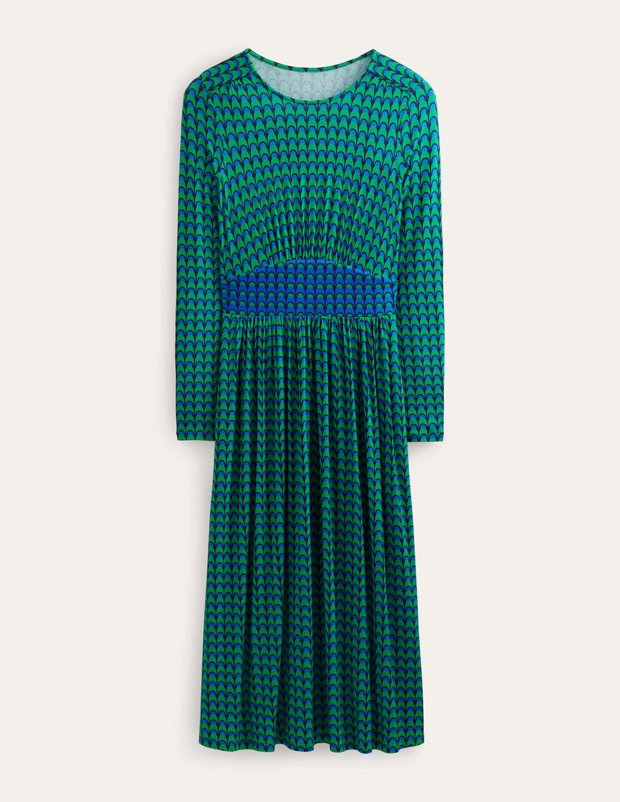 Thea Long Sleeve Midi Dress-Veridian Green, Geo Charm - Image 8