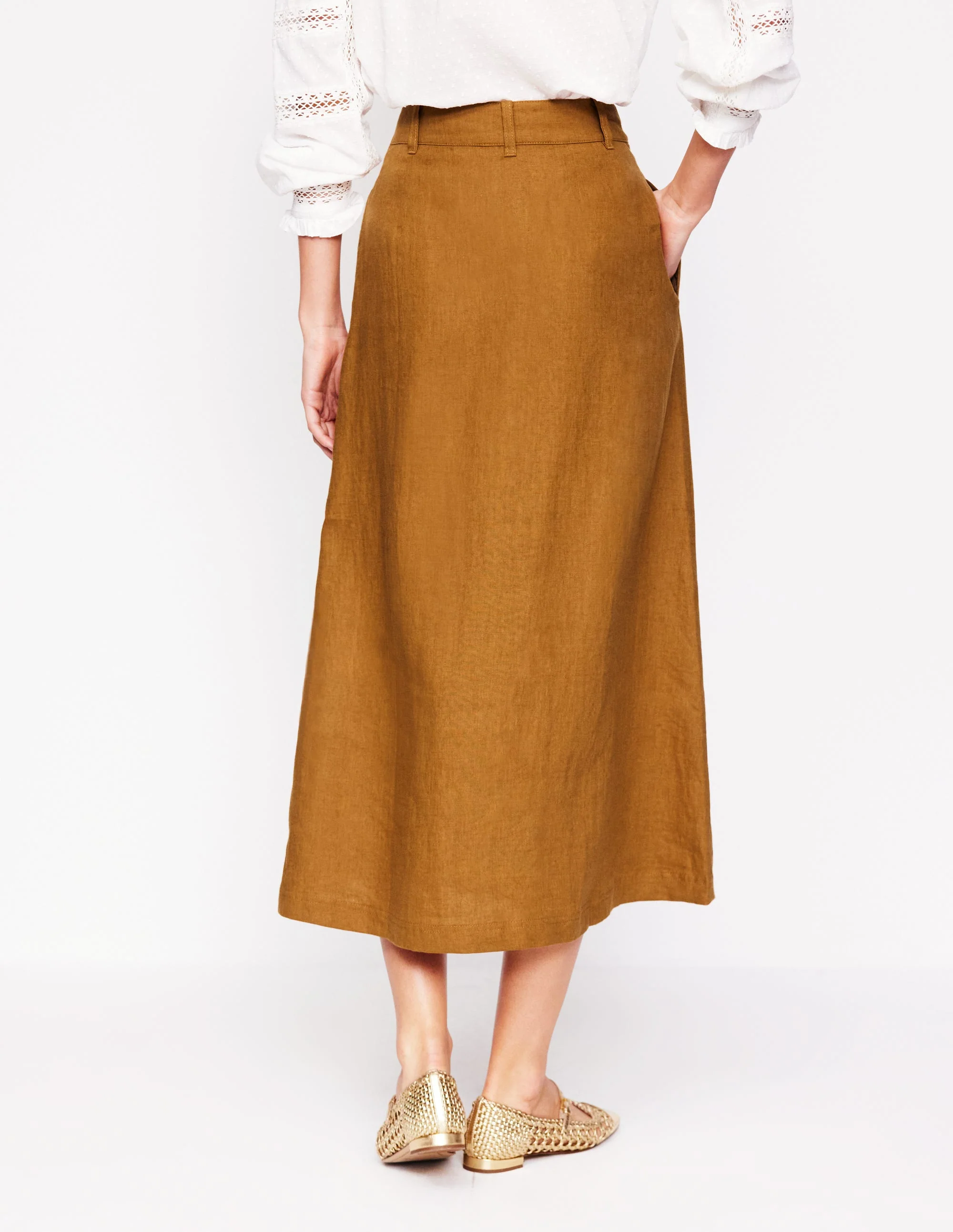 Thomasina Linen Midi Skirt-Gingerbread - Image 3