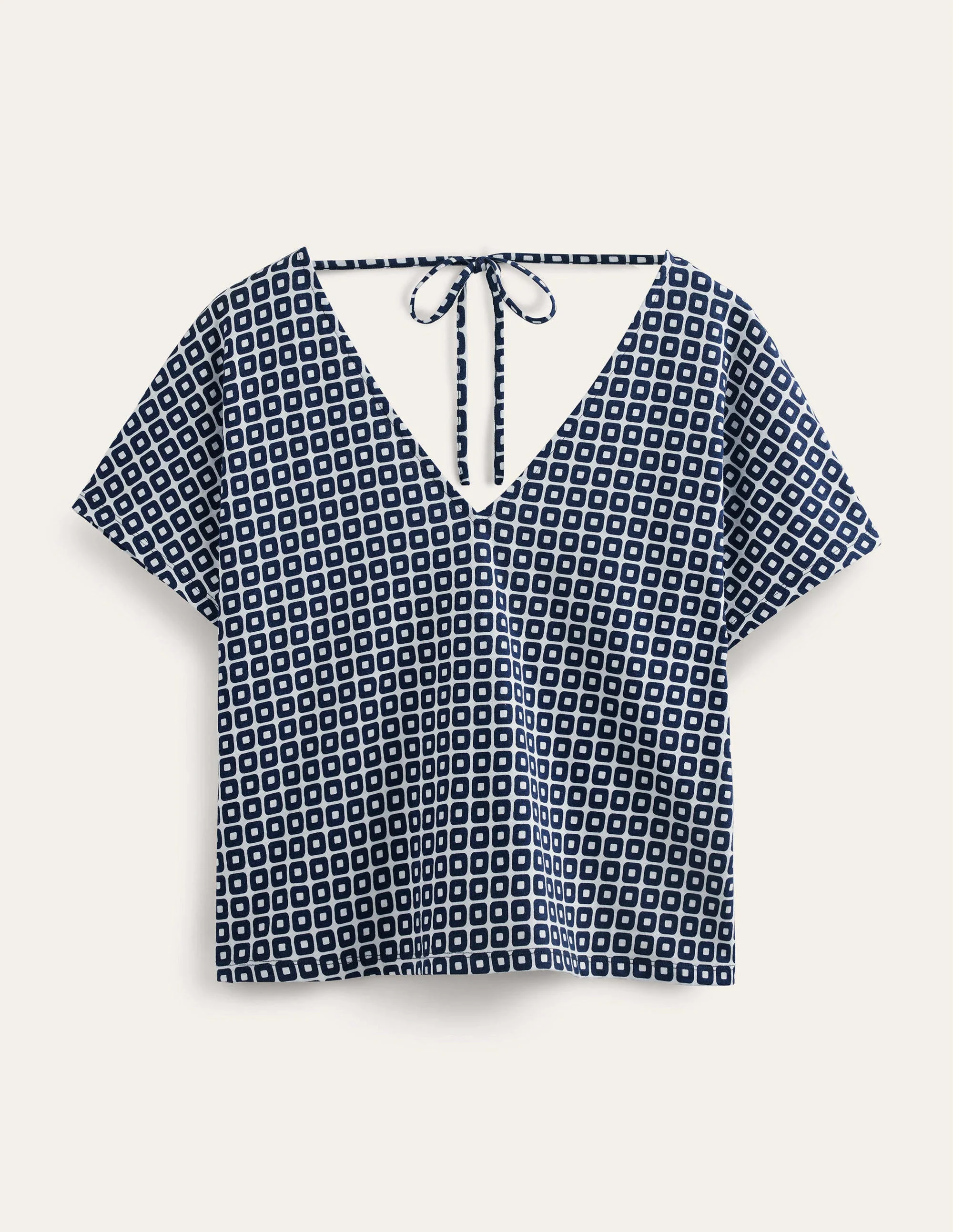 Tie Back Jersey Top-French Navy Cube - Image 5