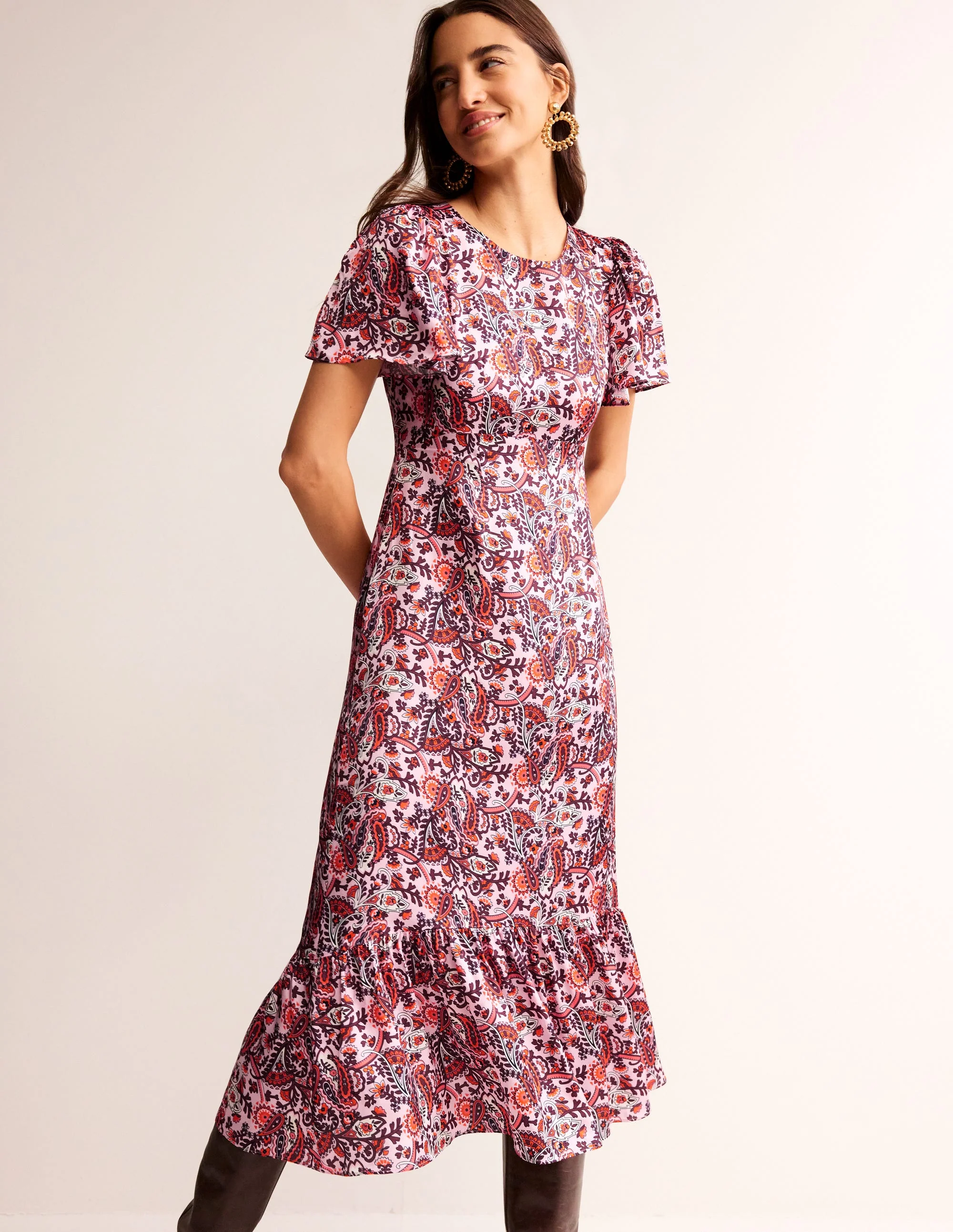 Tiered Flutter Tea Dress-Orchid Pink, Fantastical - Image 4