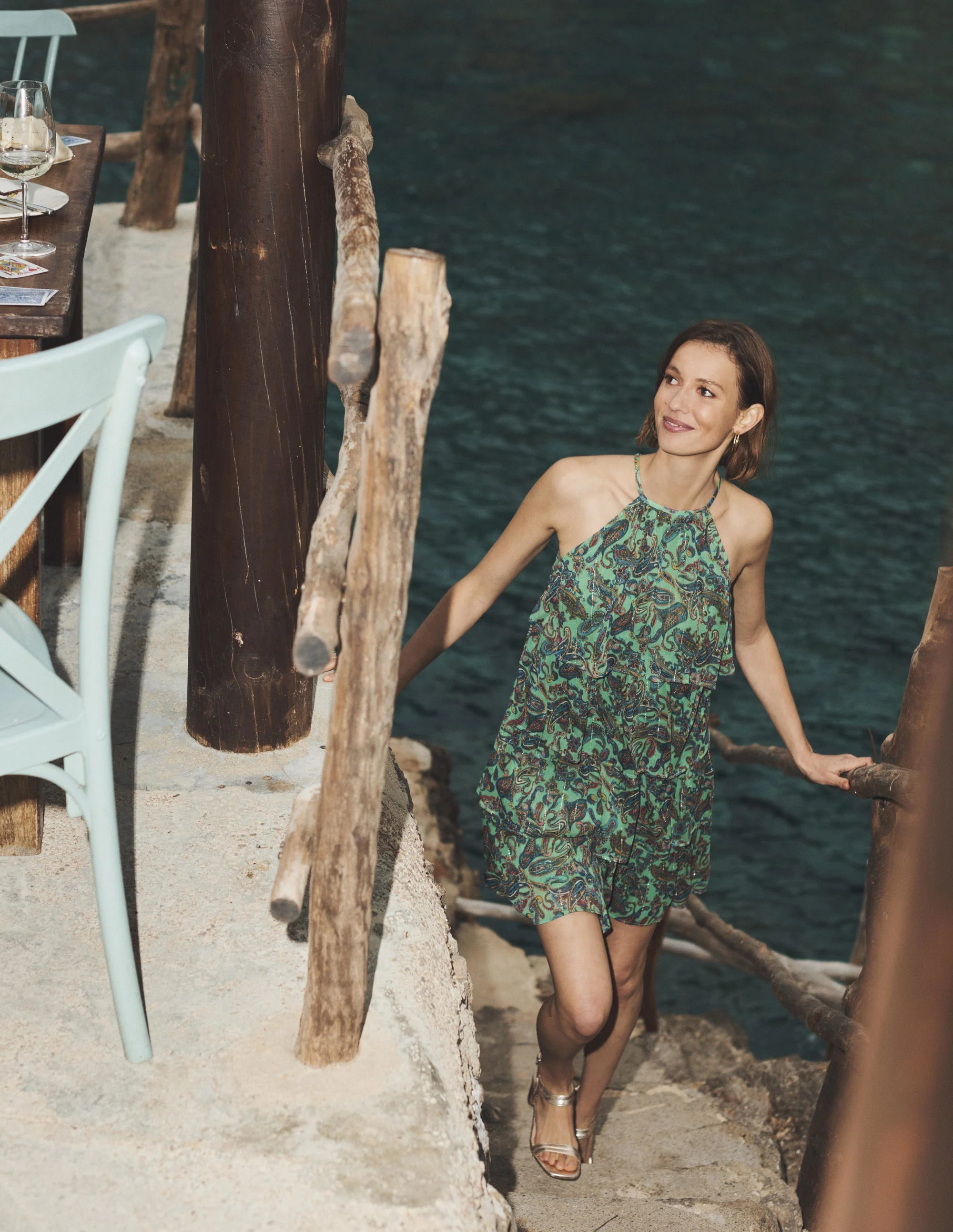 Tiered Halterneck Dress-Pistachio Ice, Paradise Pop - Image 6
