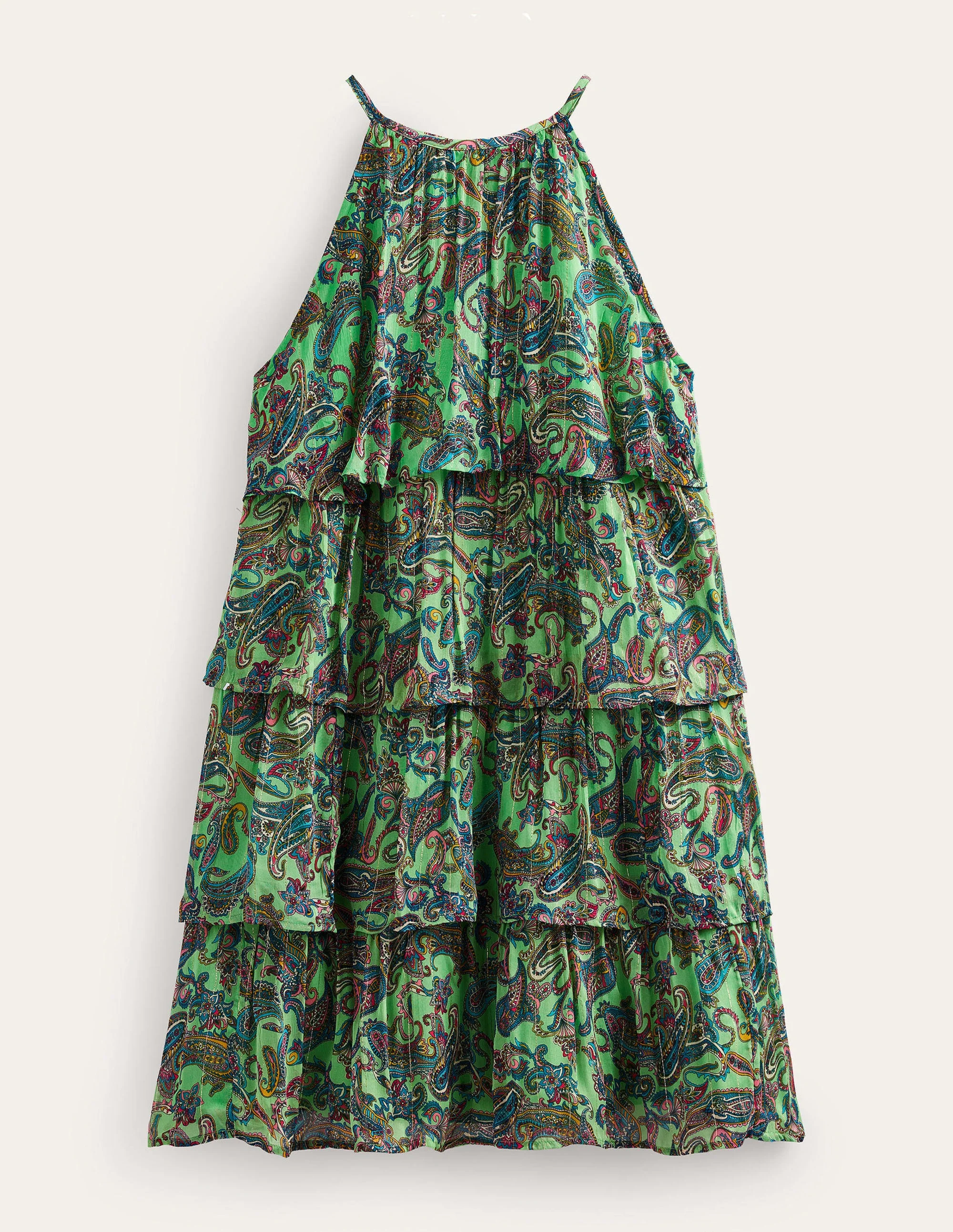 Tiered Halterneck Dress-Pistachio Ice, Paradise Pop - Image 7