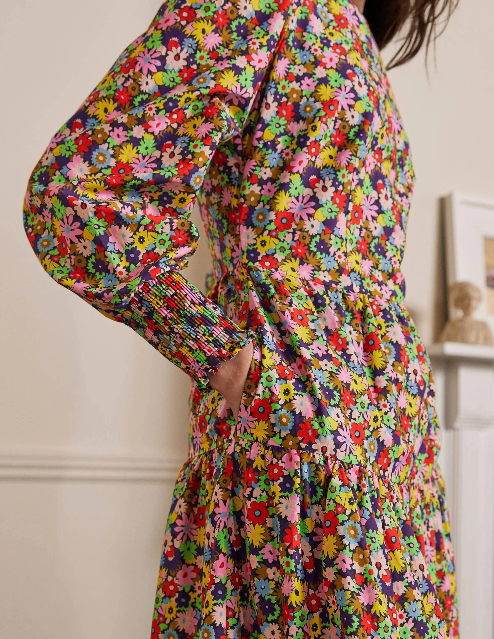 Tiered Maxi Dress-Cherry Red, Paintbox Ditsy - Image 2