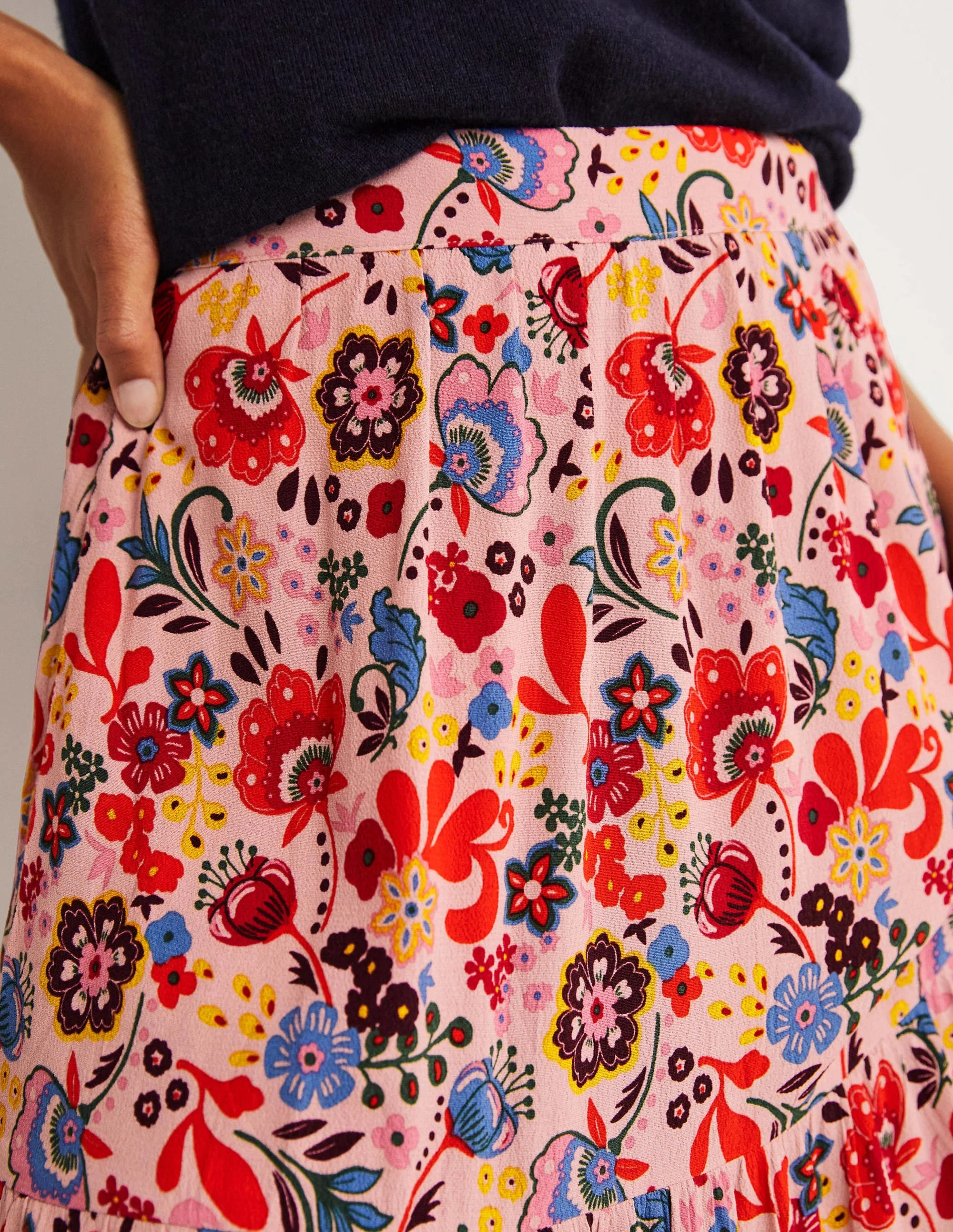 Tiered Midi Skirt-Milkshake, Pretty Paradise - Image 2